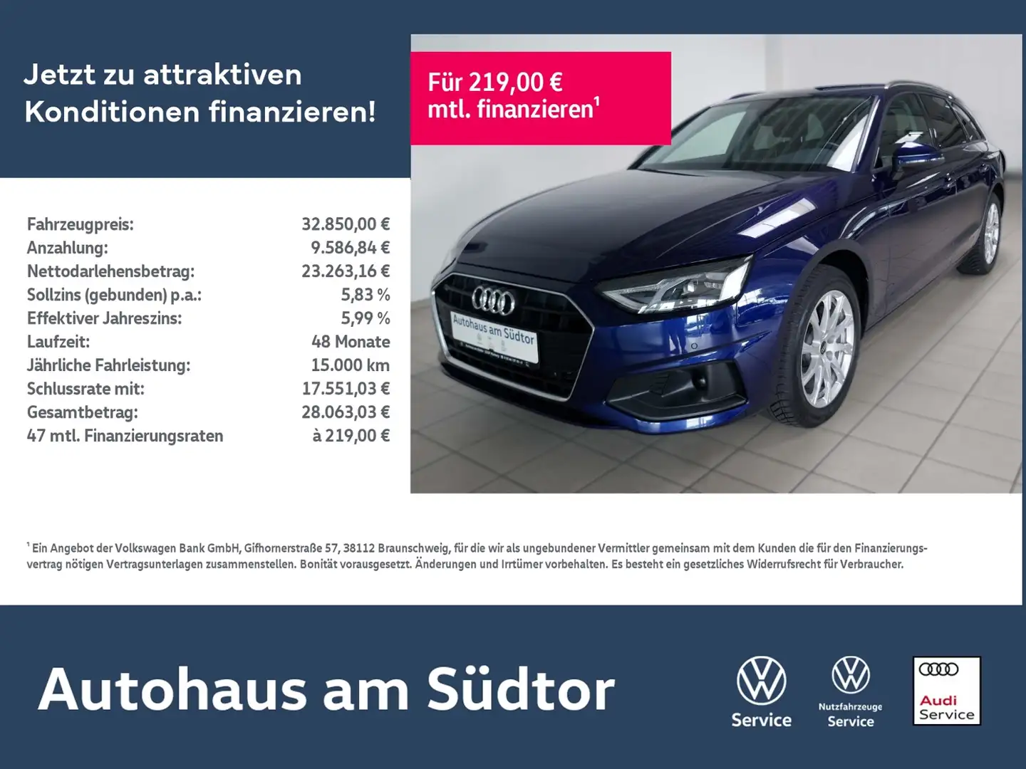 Audi A4 35 Avant 2.0 TDI S-tronic | LED AHK RFK Navi Bleu - 1