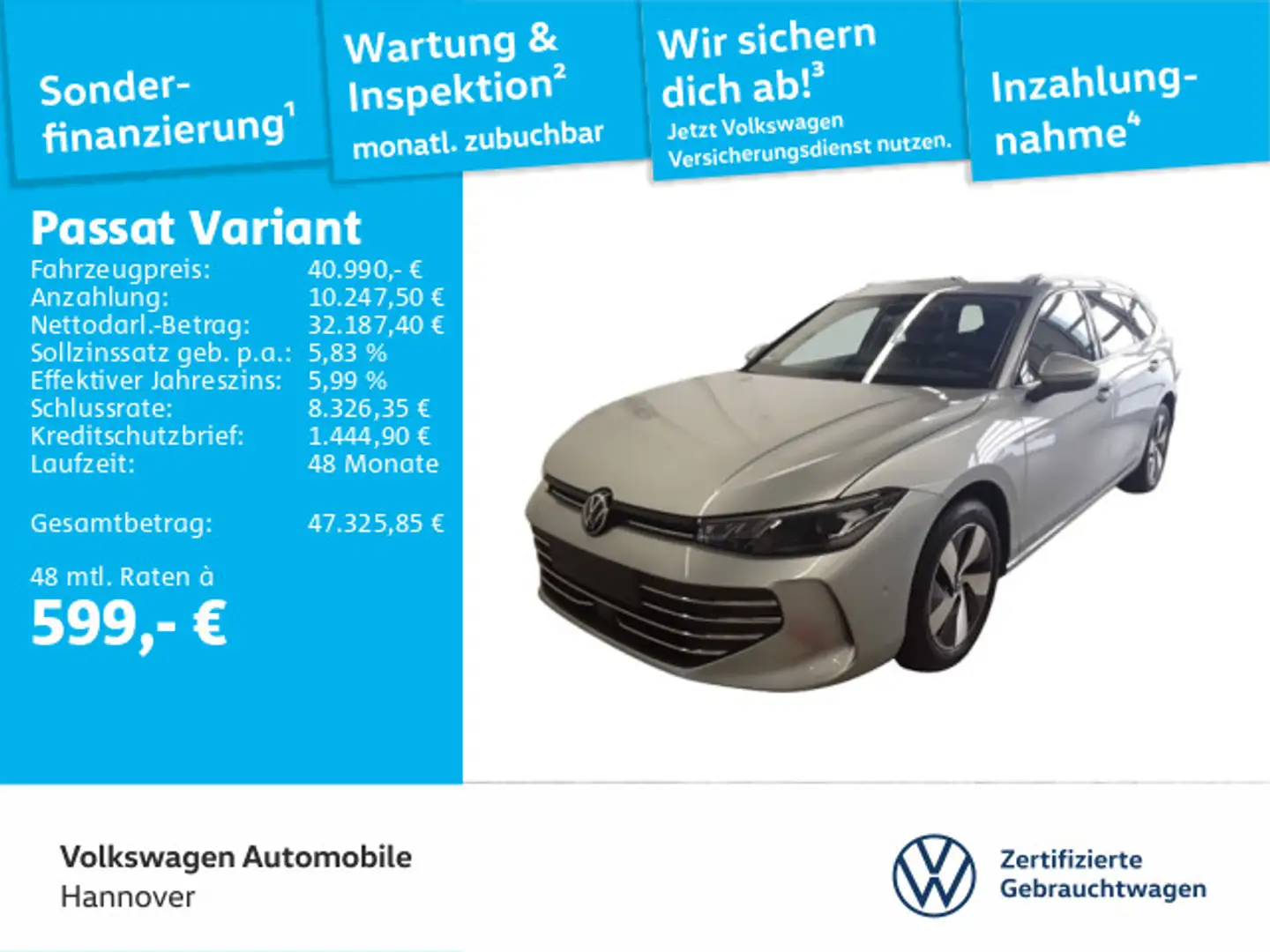 Volkswagen Passat Variant 1.5 eTSI DSG Business Navi AHK Pa Silber - 1