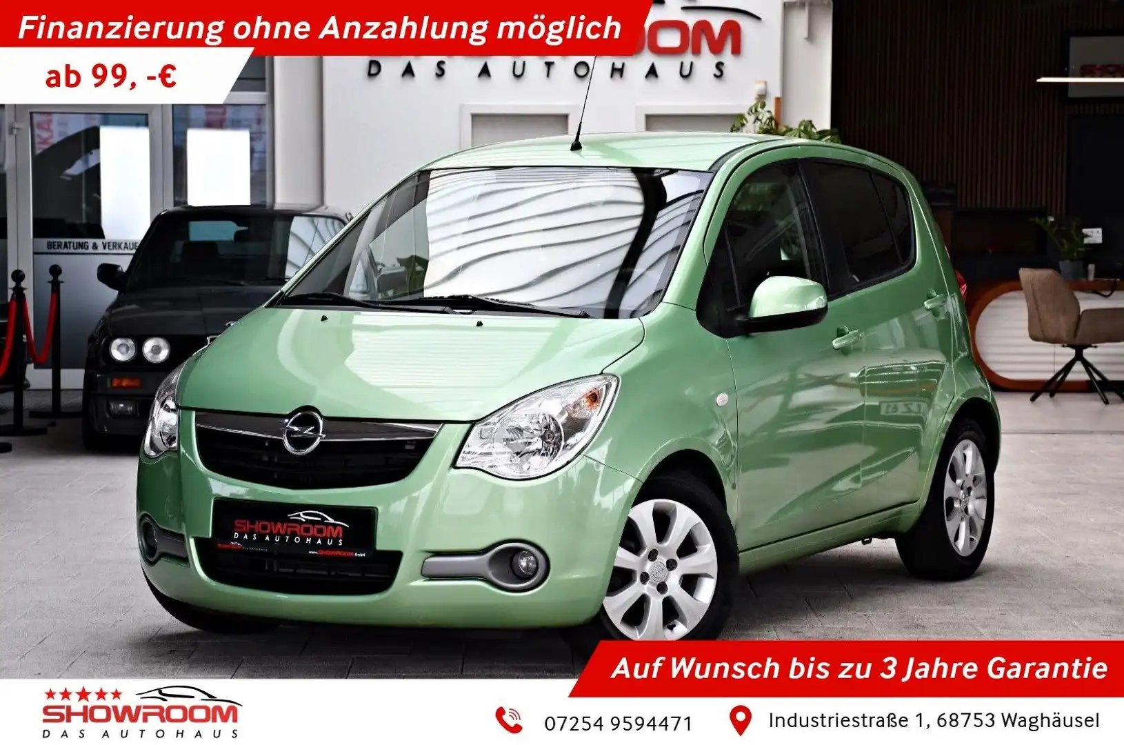 Opel Agila B Edition 1. Hand Klima Isofix Rentner Grün - 1
