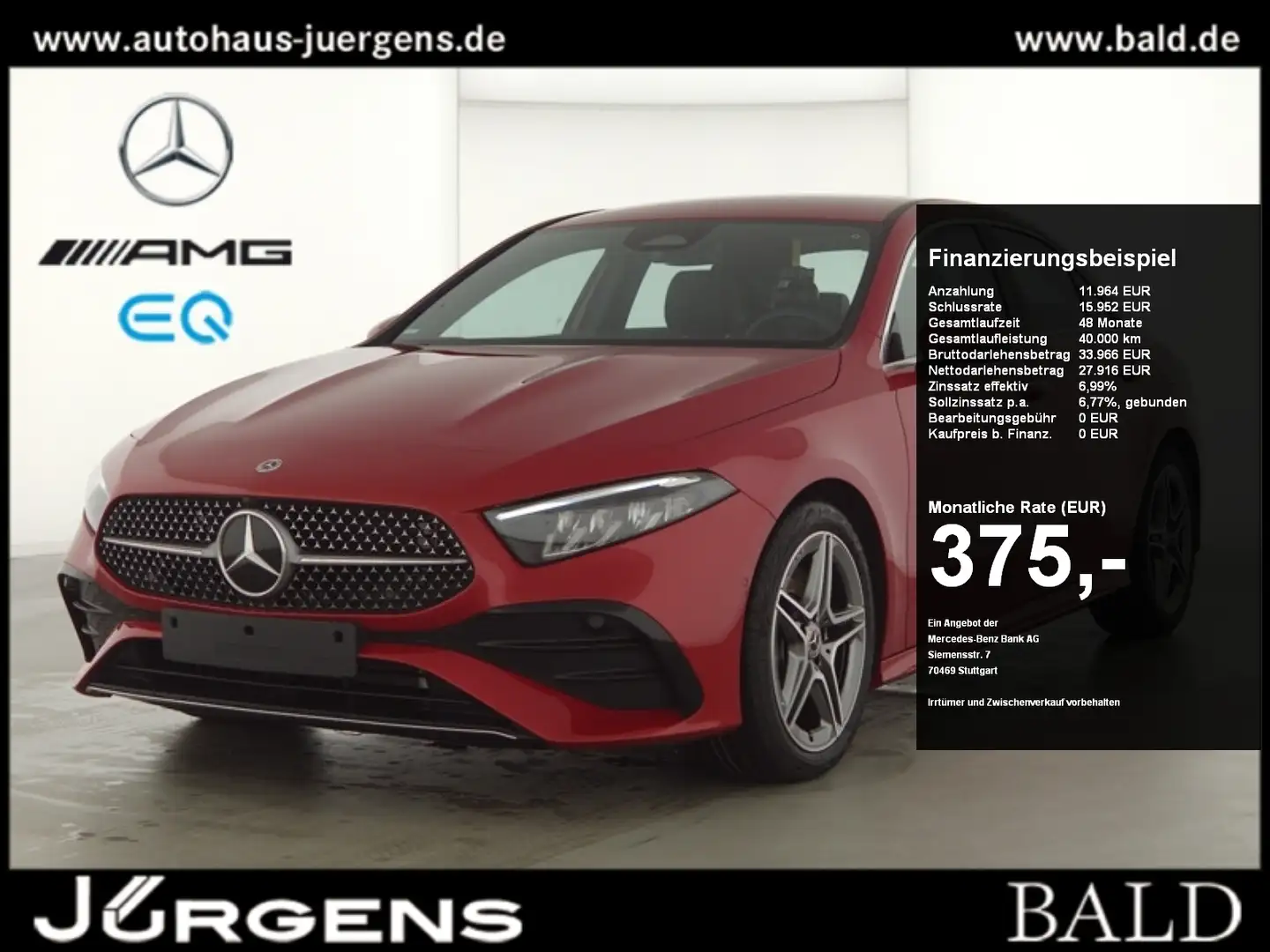 Mercedes-Benz A 250 4M Limo AMG-Sport/LED/Cam/Keyl/Winter/18' Red - 1