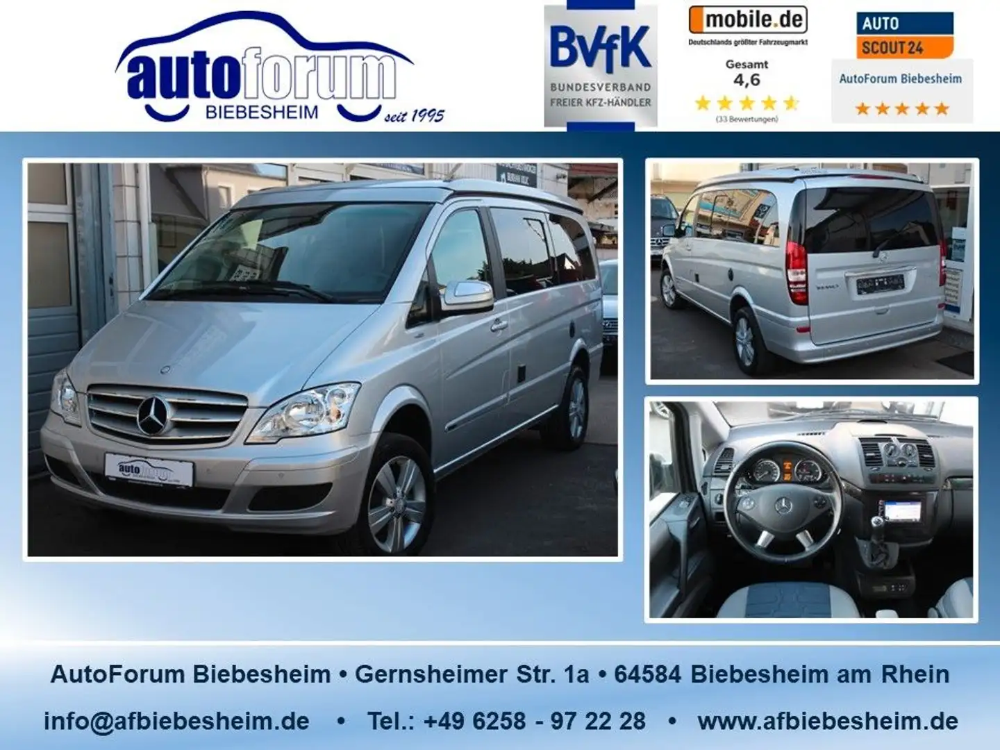 Mercedes-Benz Viano Marco Polo 2.2 CDI 4MATIC Wohnmobil Stdhzg Argent - 1
