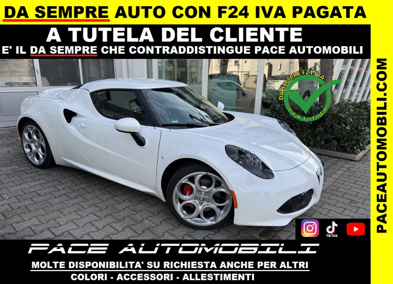 Alfa Romeo 4C IVA ESPOSTA TBI COUPE PINZE ROSSE SCARICO SPORTIVO Bianco - 1