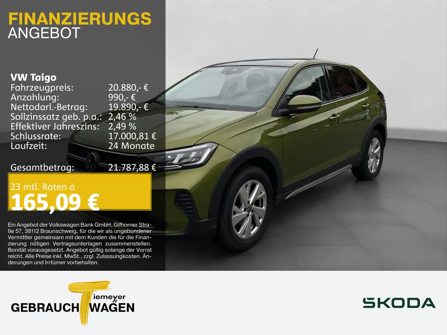 Volkswagen Taigo 1.0 TSI LIFE PANO NAVI KAMERA Grün - 1