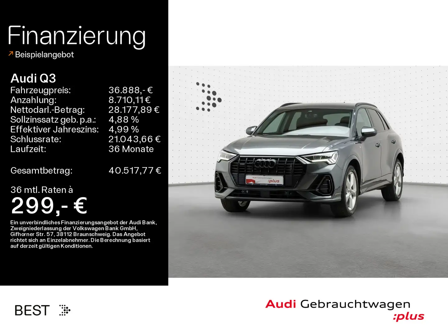 Audi Q3 S line black 40 TDI qu. AHK*Navi*LED*virtual Grau - 1