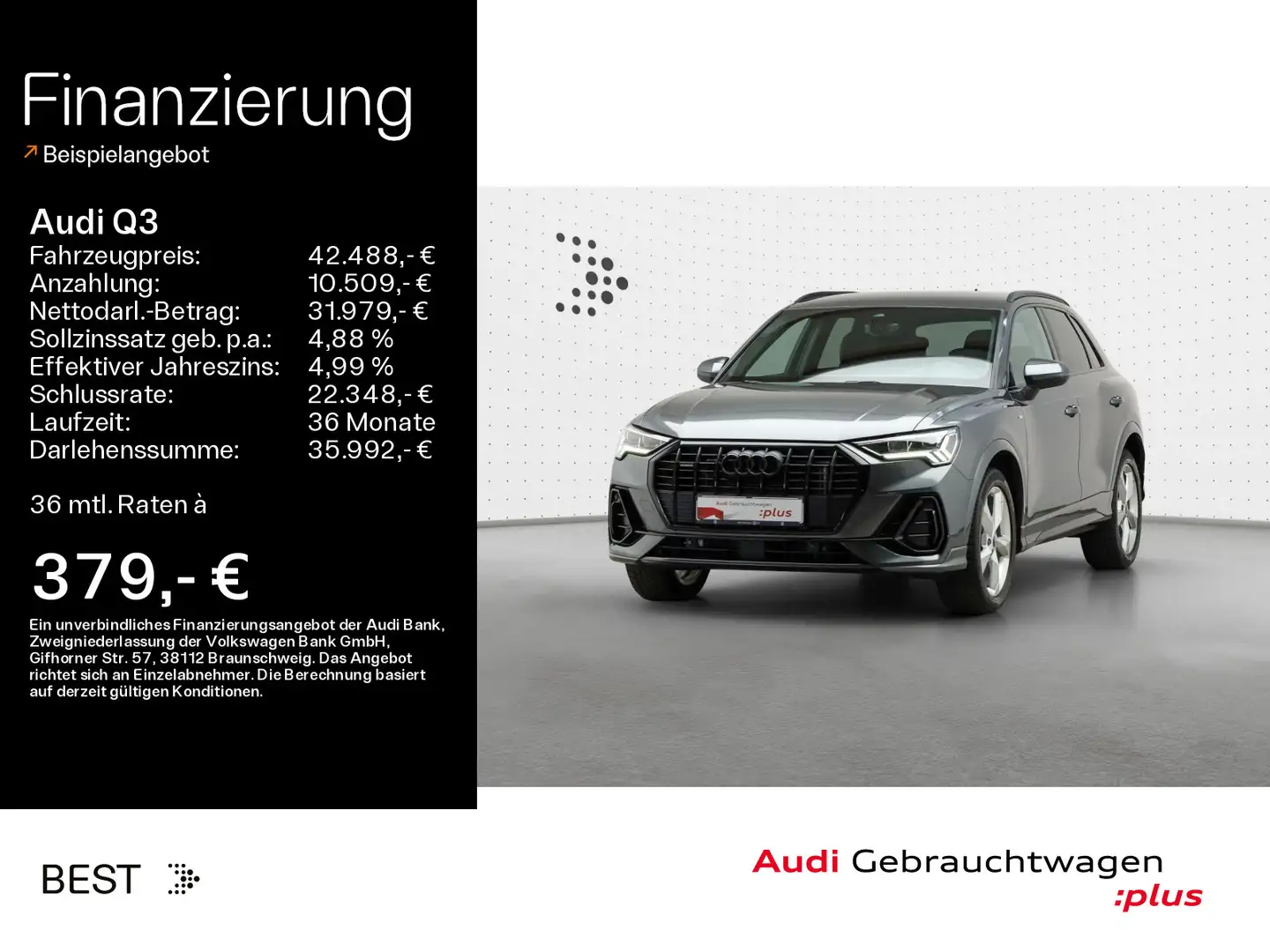 Audi Q3 S line black 40 TDI qu. AHK*Navi*LED*virtual Grau - 1