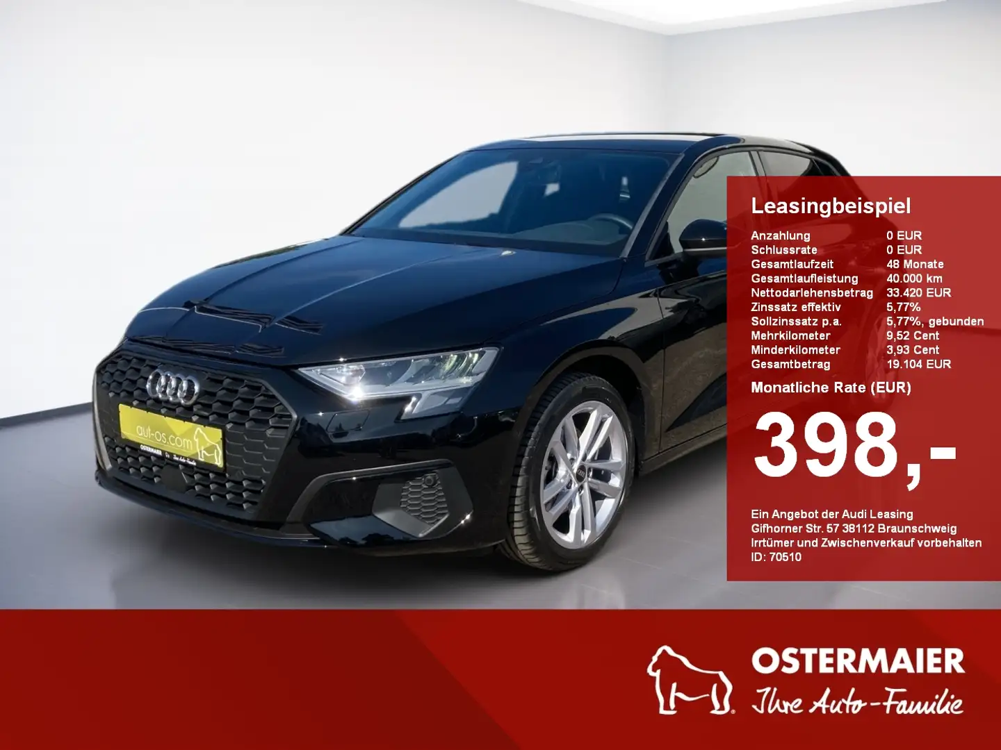 Audi A3 Sportback 35TDI 150PS.STRONIC.LED.NAVI.AC-AUTOM.AH Schwarz - 1