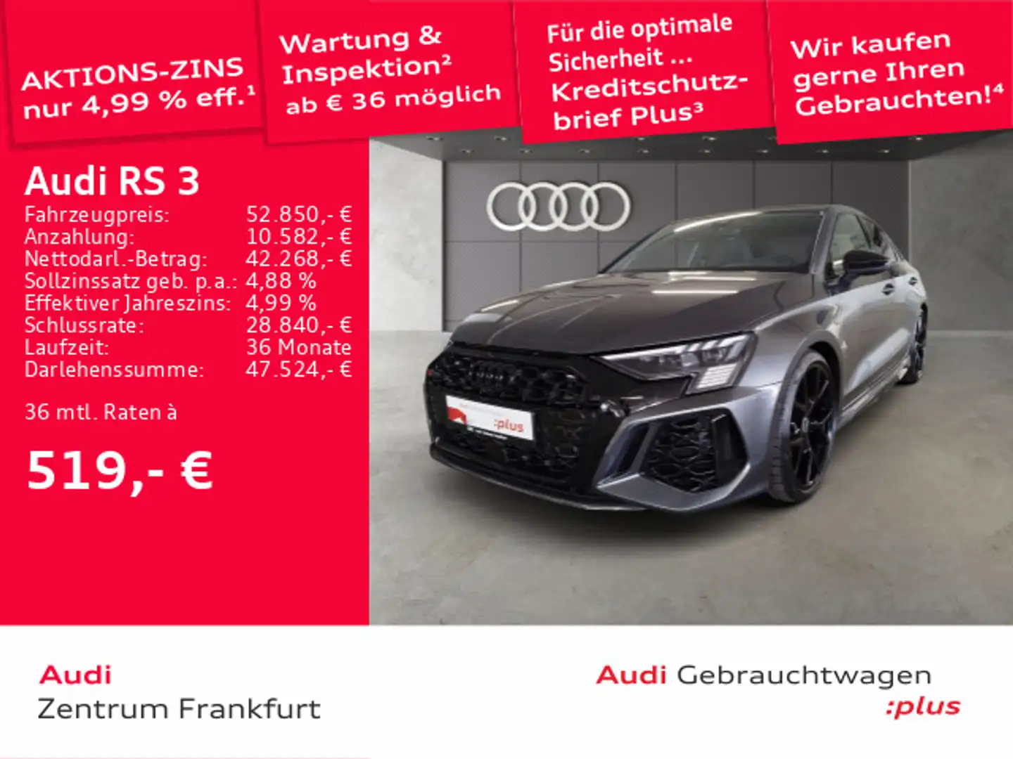 Audi RS3 RS3 Limousine S tronic MatrixLED VC HuD B&O Grey - 1