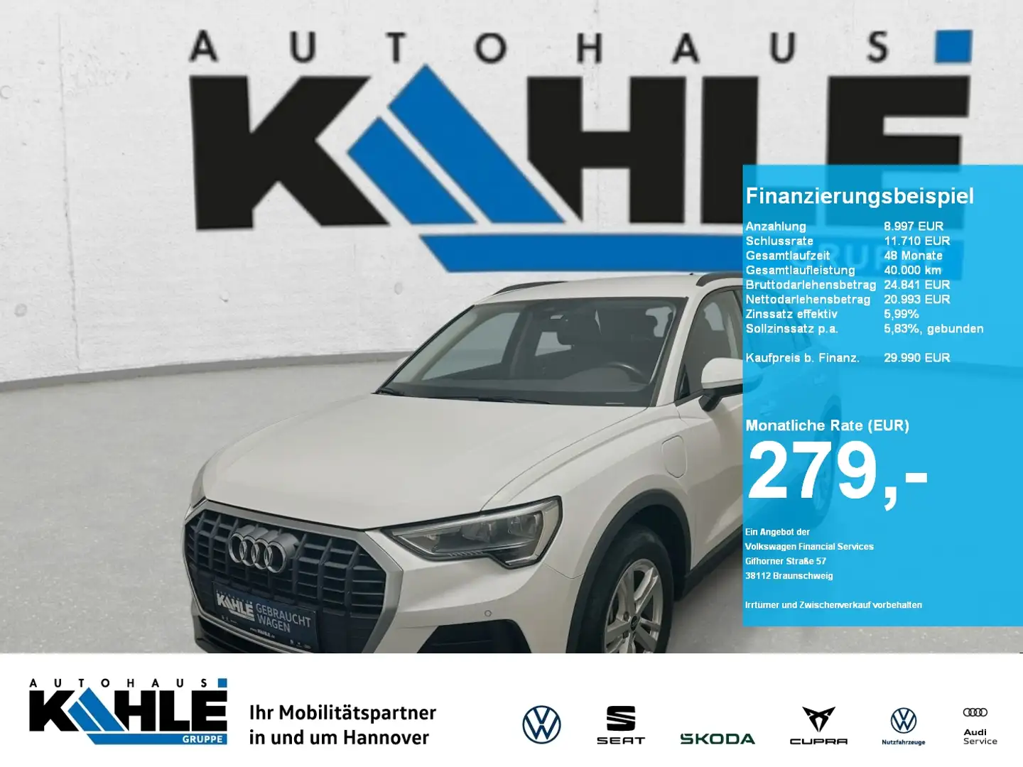 Audi Q3 45 TFSI e basis Hyb. LED Sitzh Standh PDC Weiß - 1