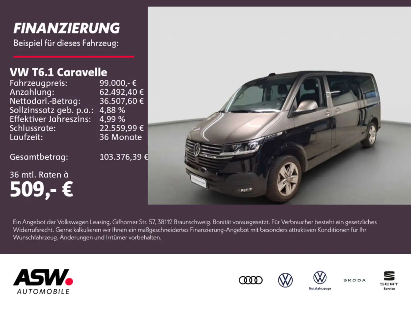 Volkswagen T6.1 Caravelle Comfortline 2.0TDI DSG LED 9Sitze Schwarz - 1