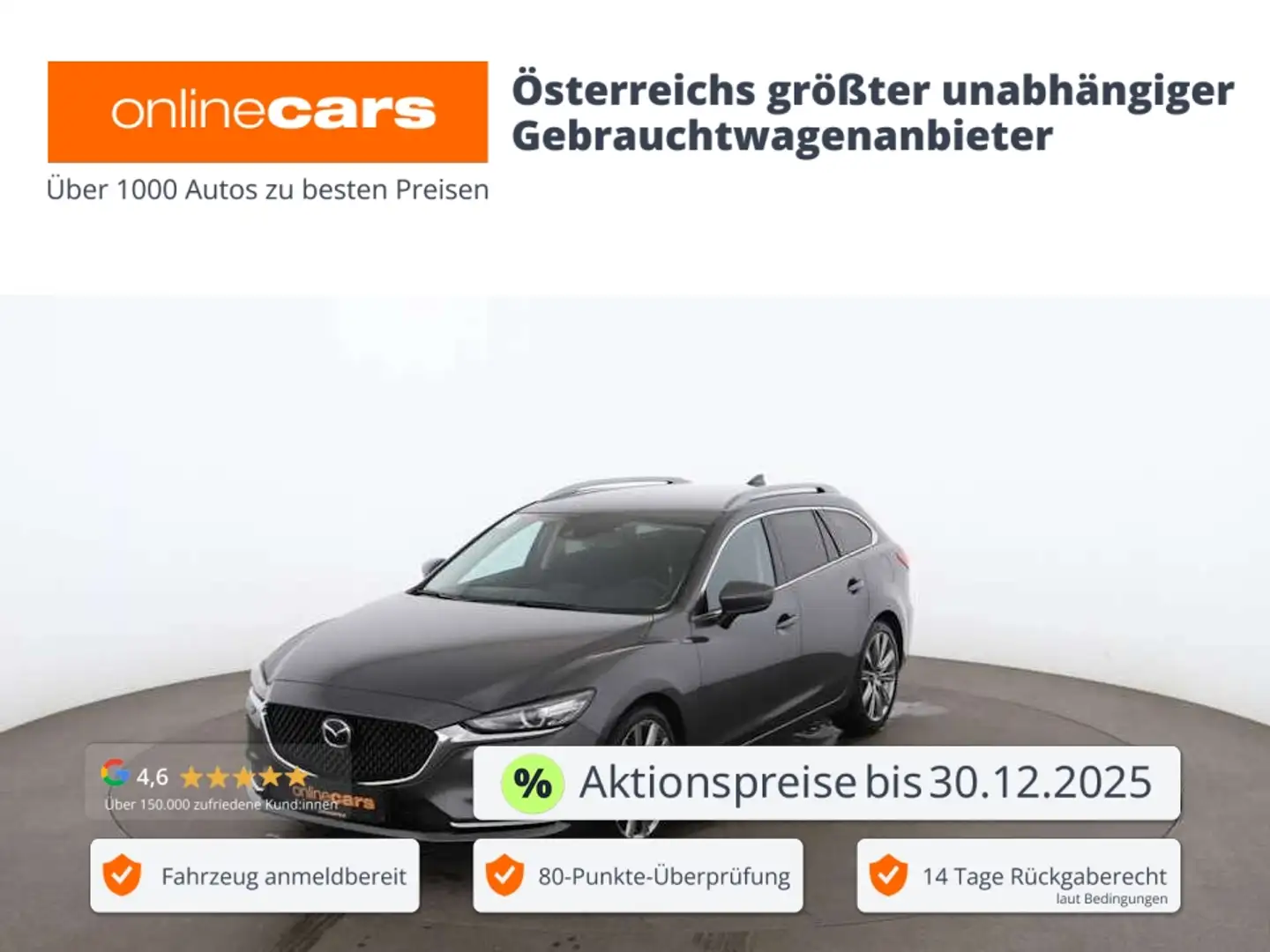 Mazda 6 Kombi 2.2 CD SKYACTIV-D Sports Aut LED AHK NAVI Grau - 1