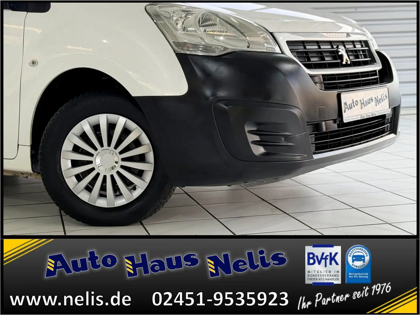 Peugeot Partner 1,6 BlueHDi 100 L1 Premium PDC Klima Tem Weiß - 2