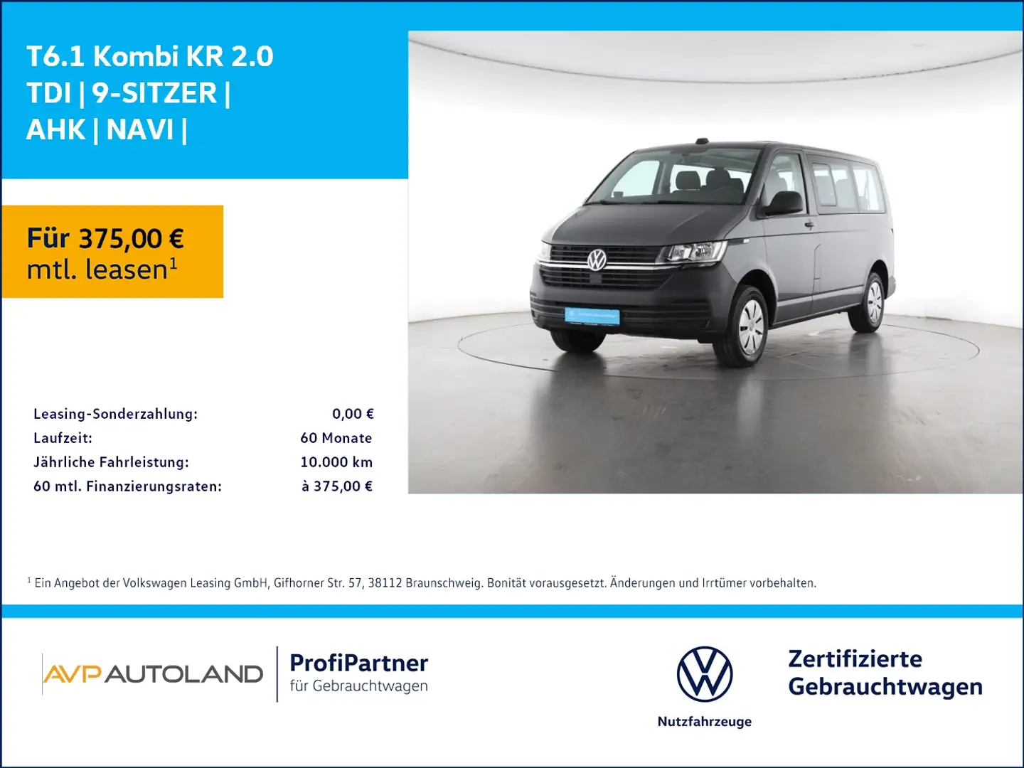 Volkswagen T6.1 Kombi KR 2.0 TDI | 9-SITZER | AHK | NAVI | Gris - 1