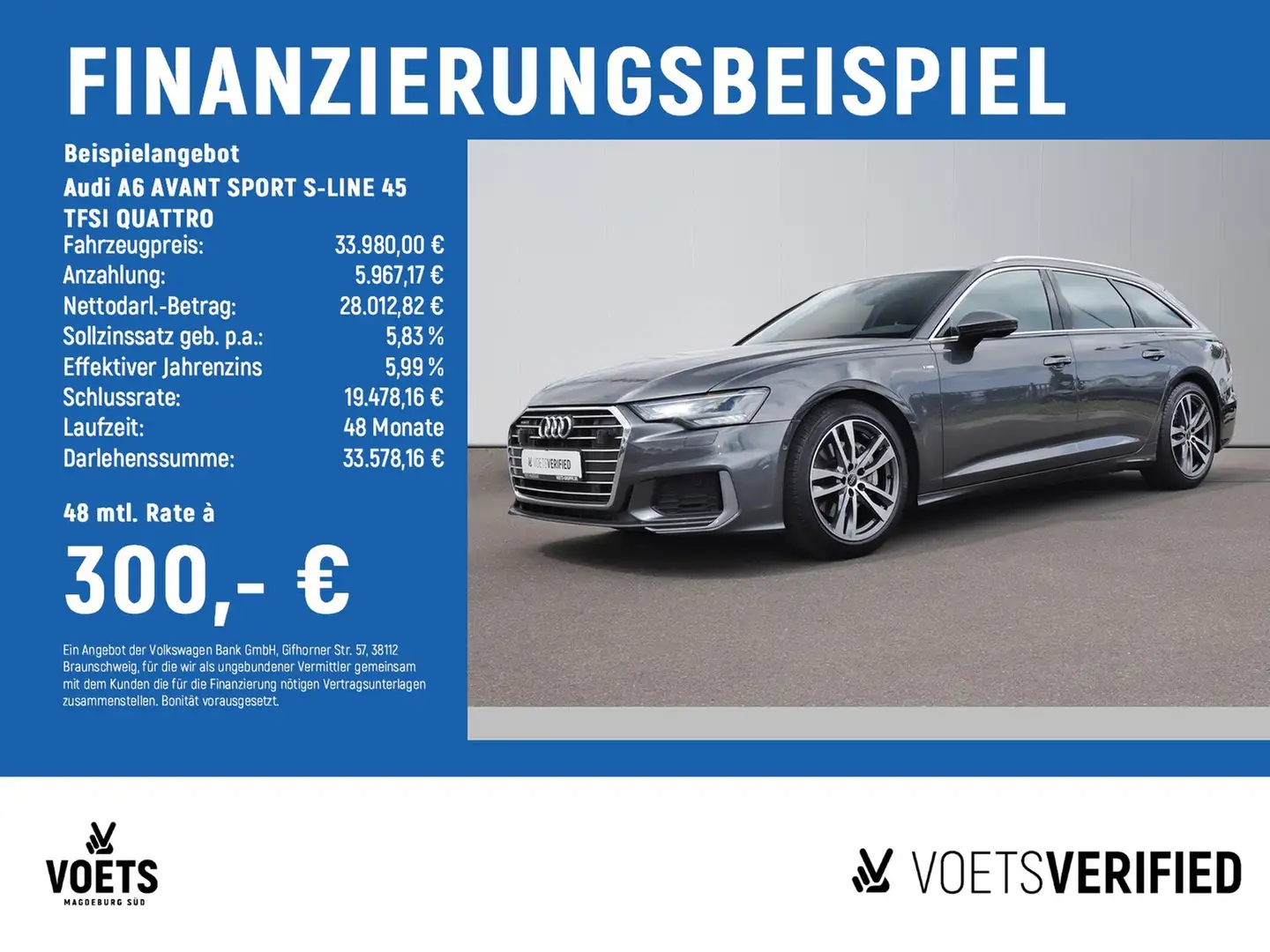 Audi A6 AVANT SPORT S-LINE 45 TFSI QUATTRO LED+NAVI Grijs - 2