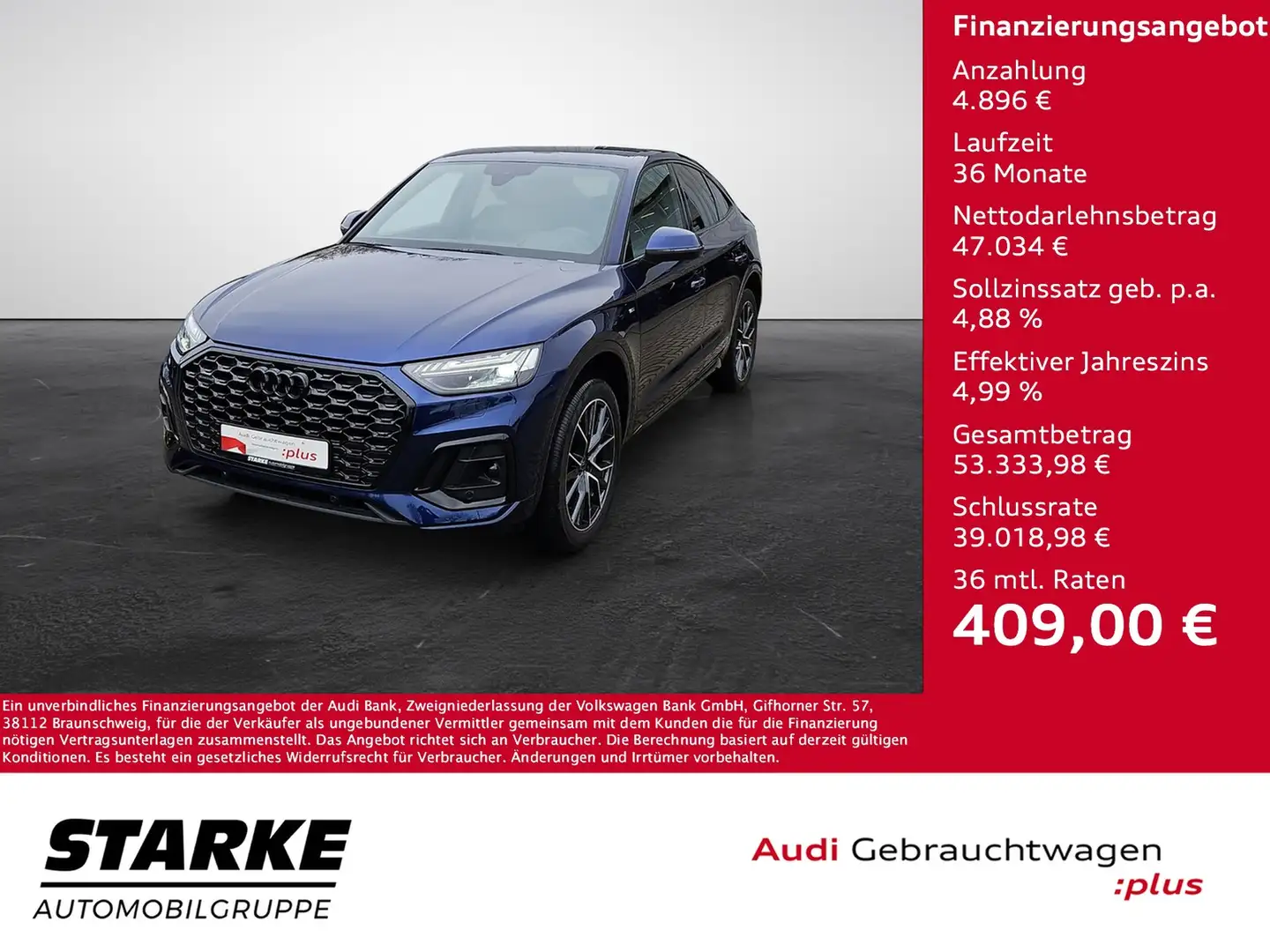 Audi Q5 Sportback 40 TDI S tronic S line NaviPlus Mtari... Blau - 1