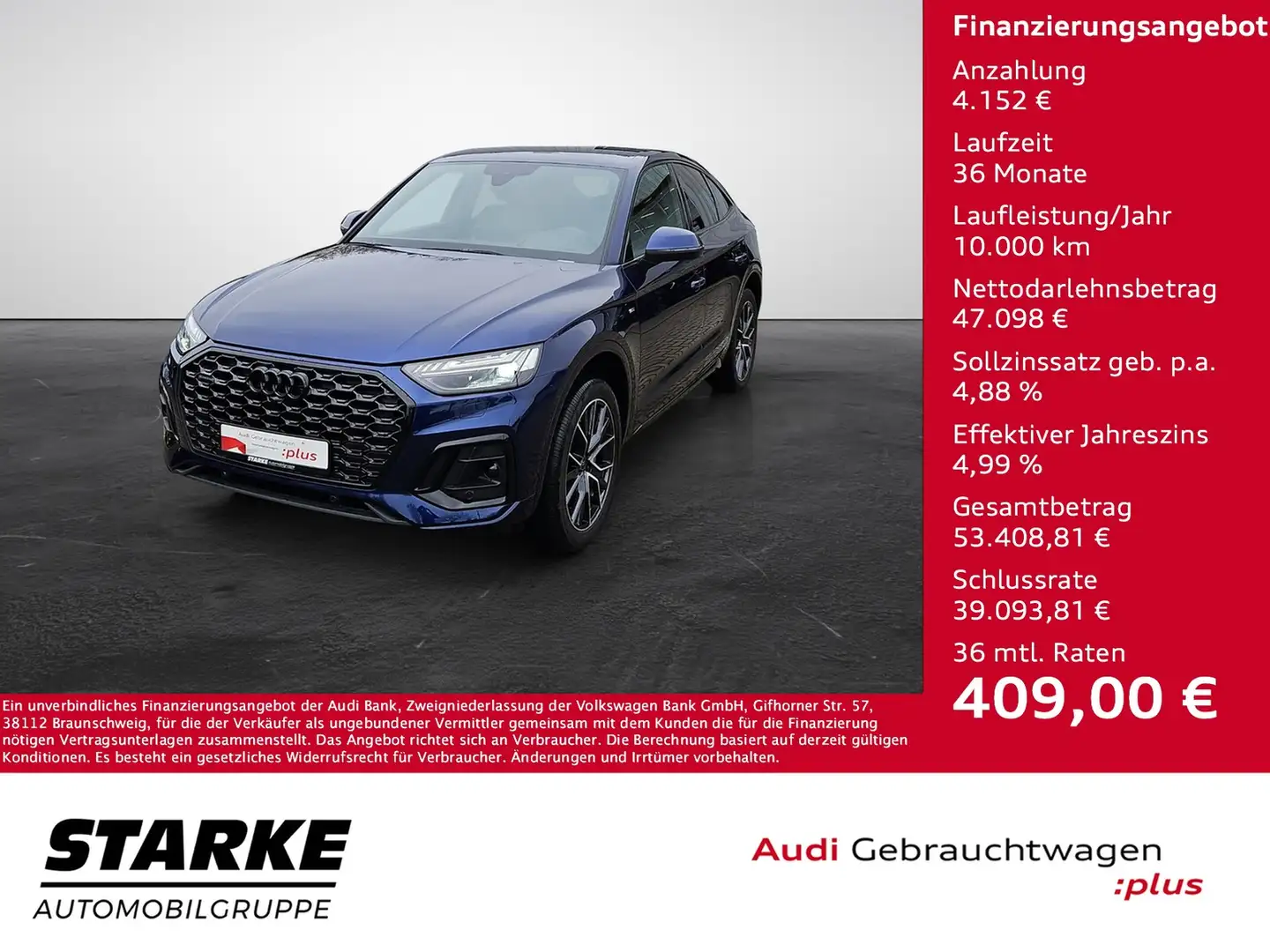 Audi Q5 Sportback 40 TDI S tronic S line NaviPlus Mtari... Blau - 1