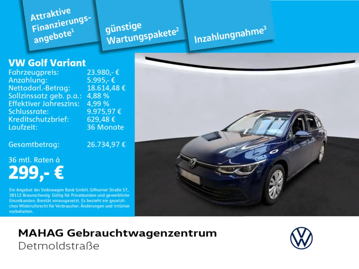 Volkswagen Golf Variant Golf VIII Variant Life 1.5 eTSI AHK LED+ Navi Pa Blau - 1