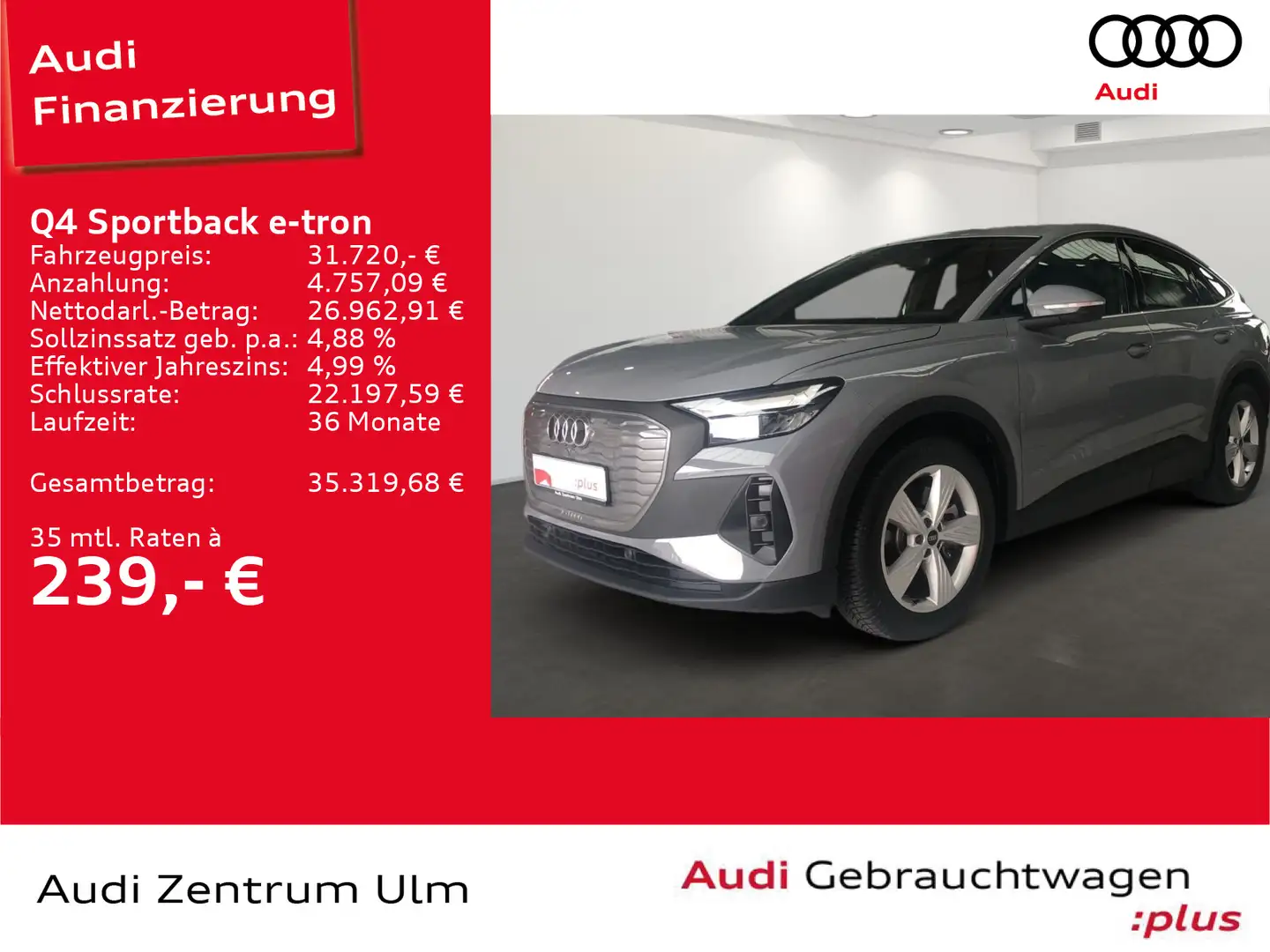 Audi Q4 e-tron Q4 Sportback 40 e-tron 19 ACC AHK LED NAV+ KEYL. Gris - 1