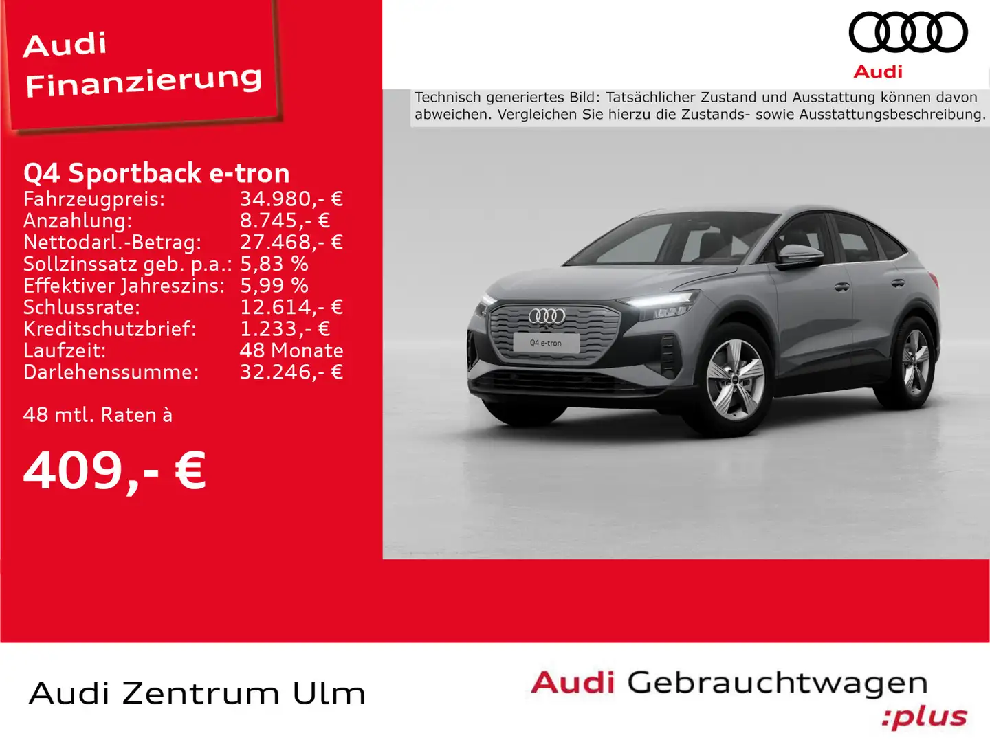 Audi Q4 e-tron Q4 Sportback 40 e-tron 19 ACC AHK LED NAV+ KEYL. Grau - 1