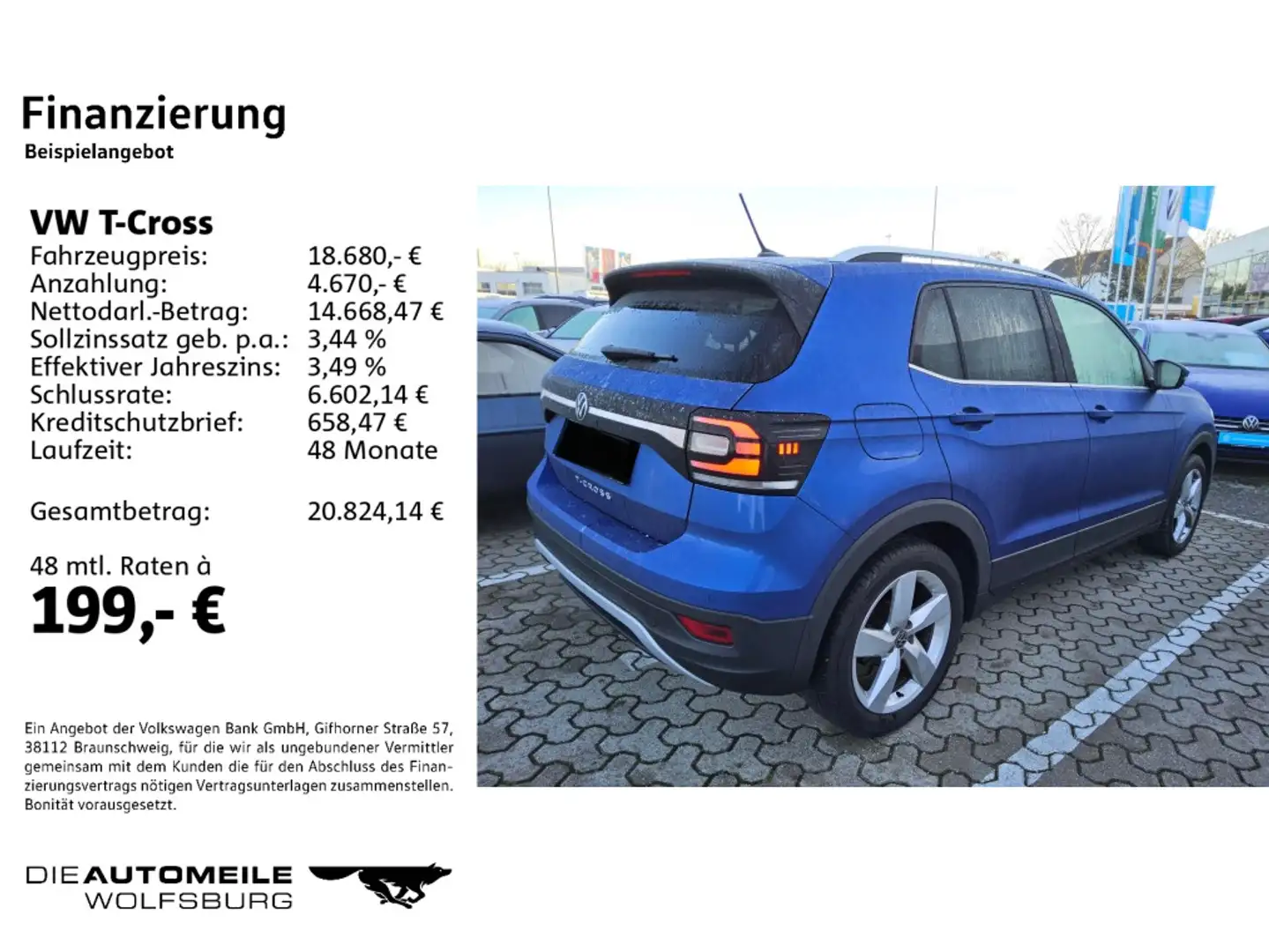 Volkswagen T-Cross 1.0 TSI Style ACC/beatsAudio/App-Connect Blau - 2