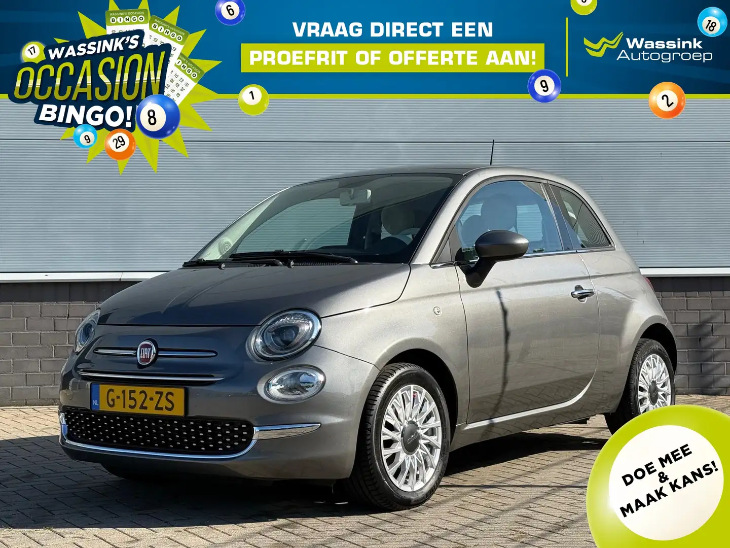 Fiat 500 1.2 69pk Dualogic Lounge | Automaat | Cruise Contr Grigio - 1