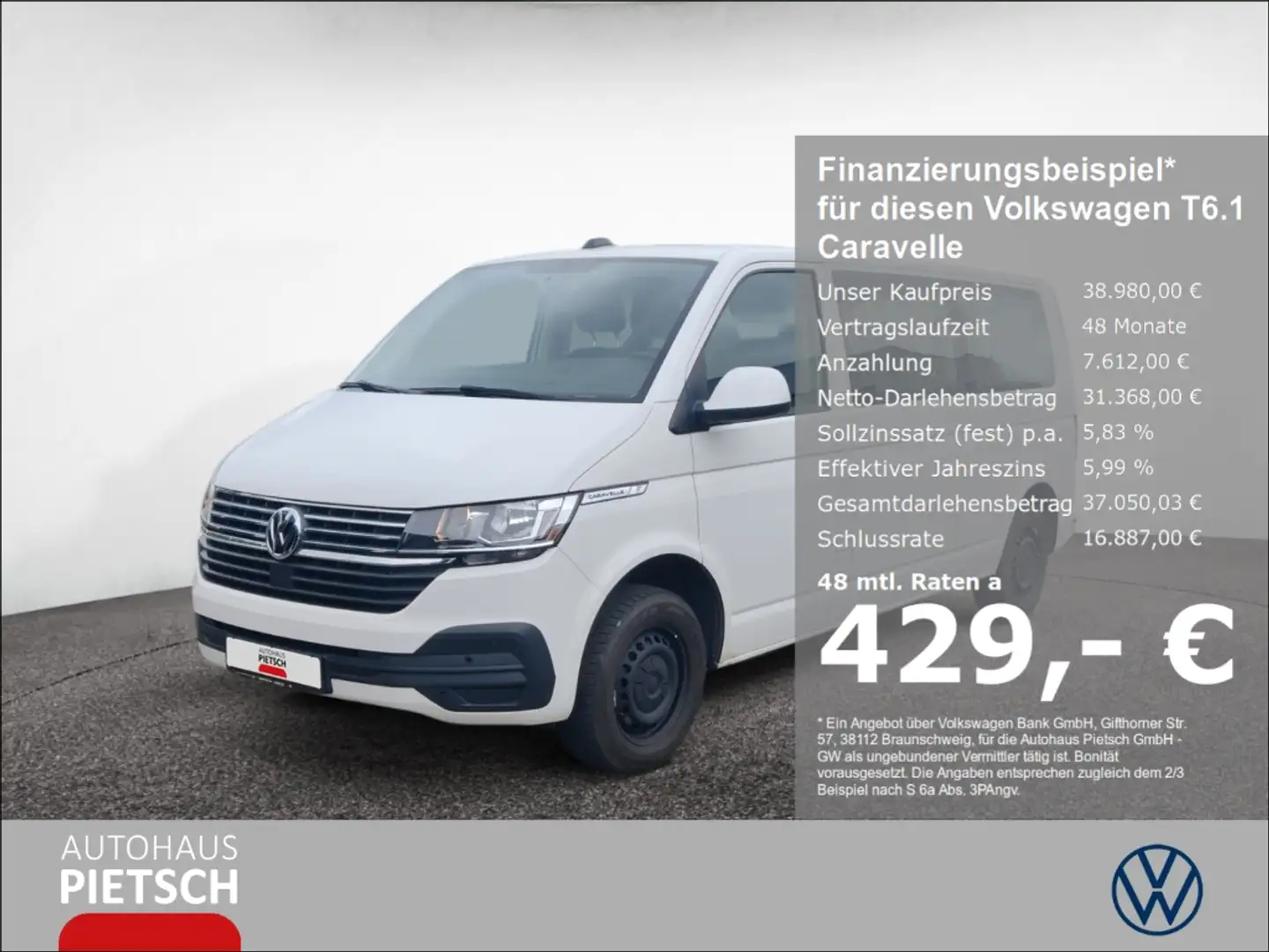 Volkswagen T6.1 Caravelle 2.0 TDI Comfortline PDC 9 Sitzer Weiß - 1