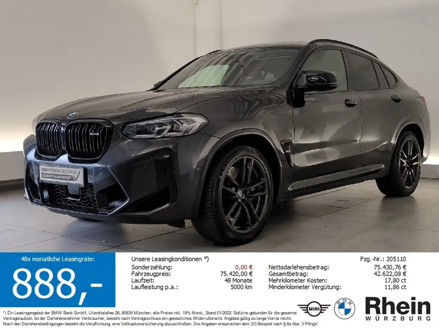 BMW X4 M Competition Navi/LED/Pano/HuD/AHK/DrAs/PaAs Pano/H Grau - 1