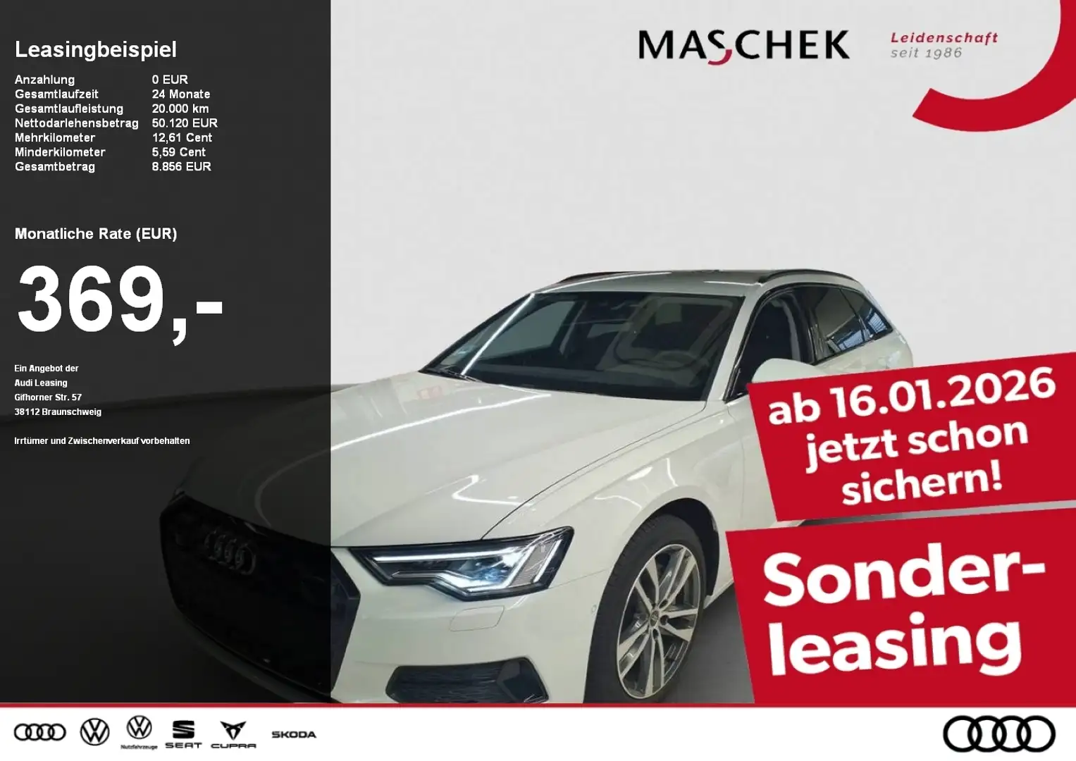 Audi A6 Avant 45 TDI quat Black LM19 AHK ACC Kamera Navipl Blanco - 1