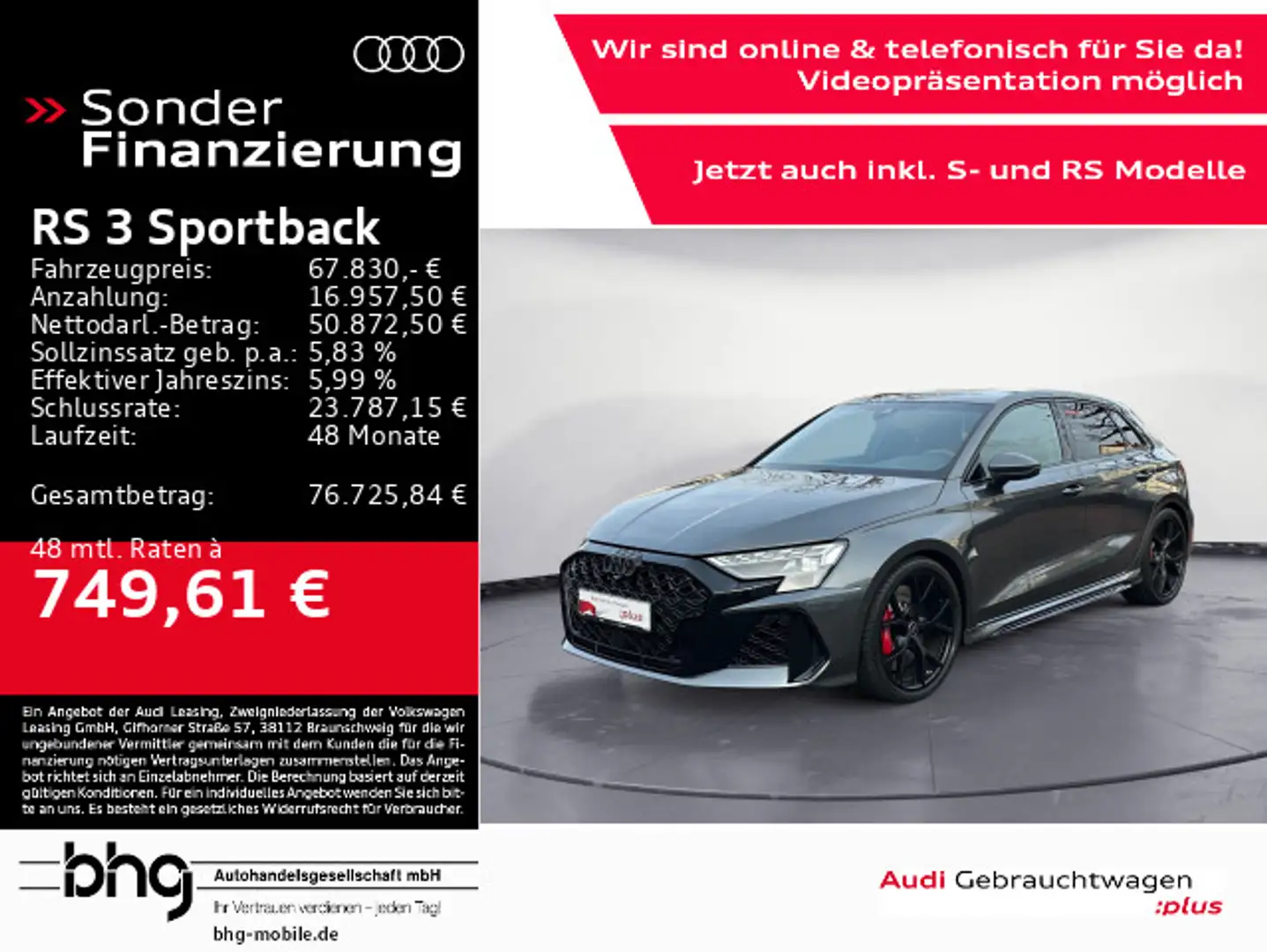 Audi RS3 RS3 Sportback 2.5 TFSI quattro Matrix/ACC/Kamera Grau - 1
