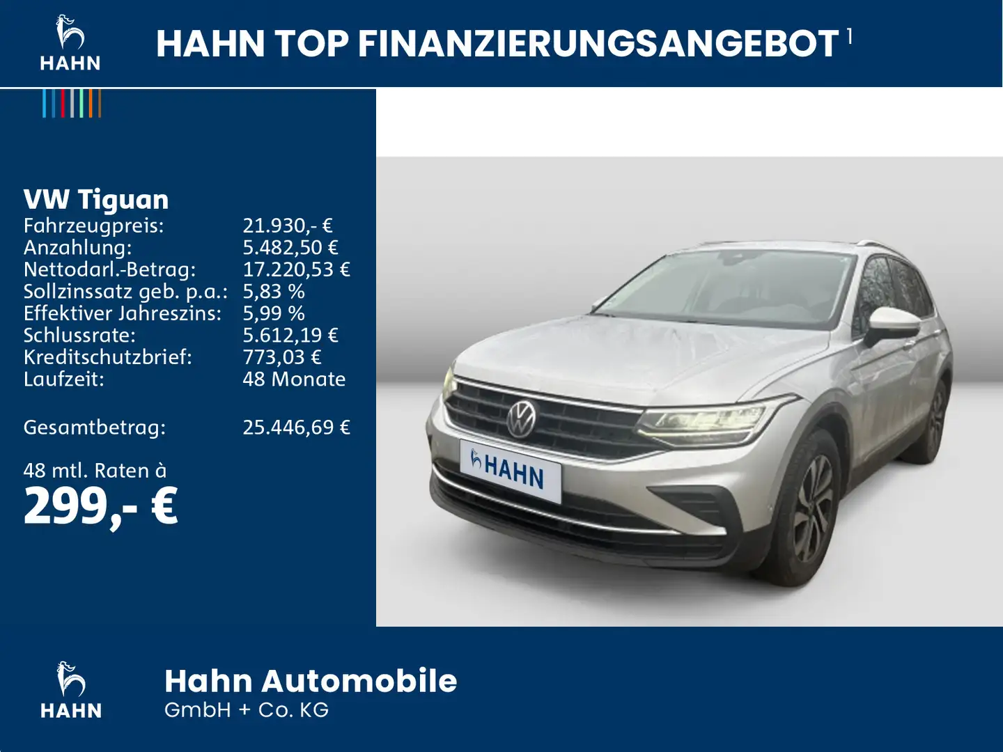 Volkswagen Tiguan 2.0TDI Active AHK CAM NAV LED AppCon Sitz Silber - 2