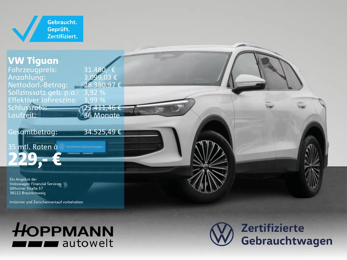 Volkswagen Tiguan 1.5 TSI DSG AHK KAMERA ACC LED-Plus Weiß - 1