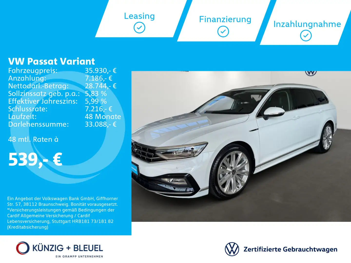 Volkswagen Passat Variant Elegance 2.0 TSI 190PS R Line DSG Blanc - 1