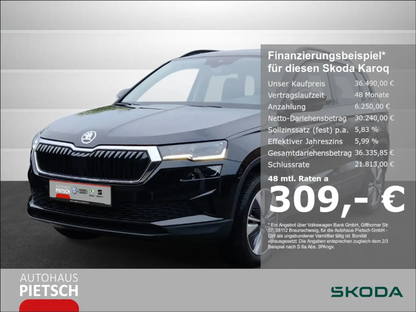Skoda Karoq 2.0 TDI 4x4 Selection ACC Matrix Navi Schwarz - 1