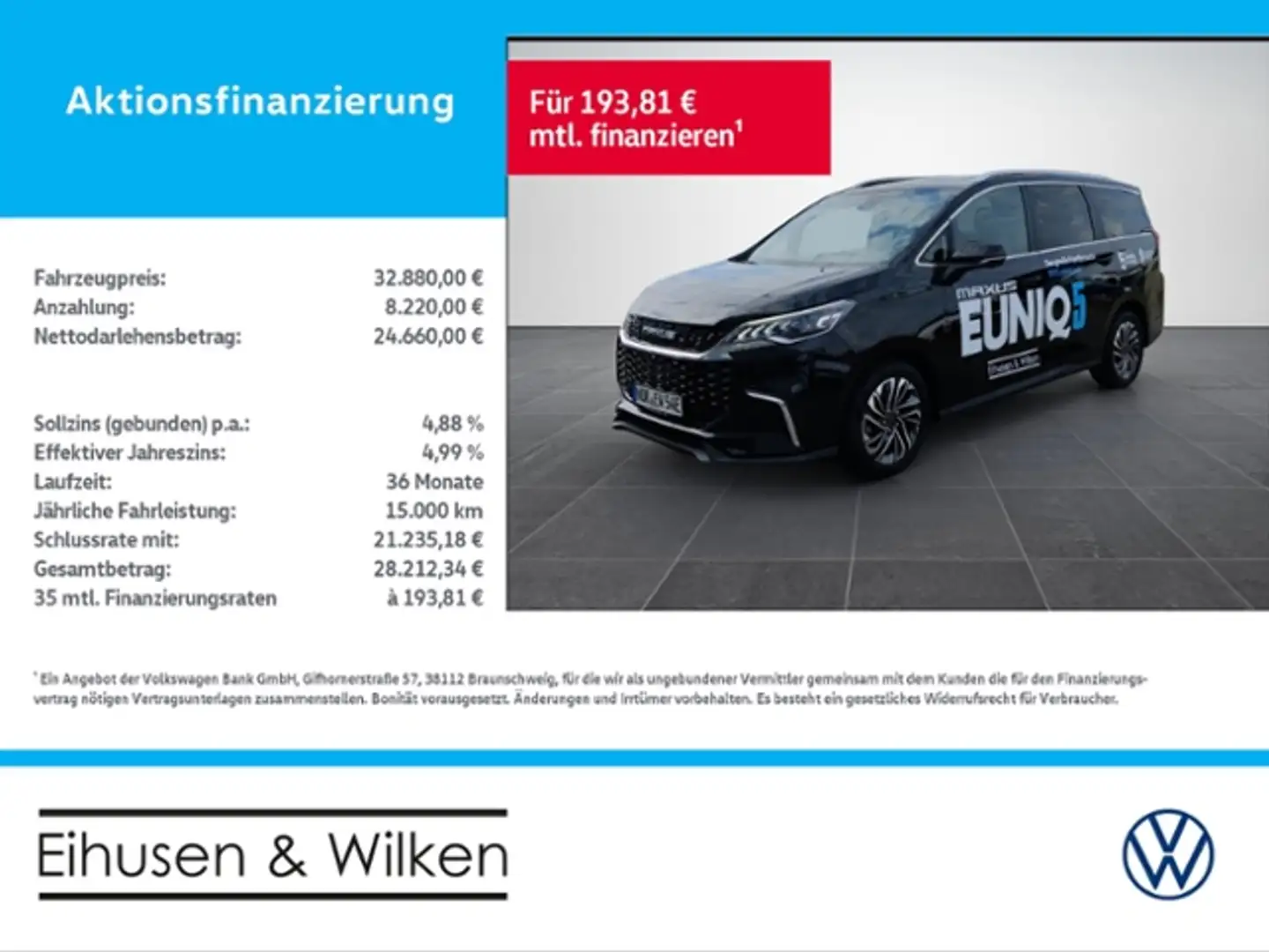 Maxus Euniq 5 6-SITZER+PANO+KAMERA+LED+70kWh Negru - 1
