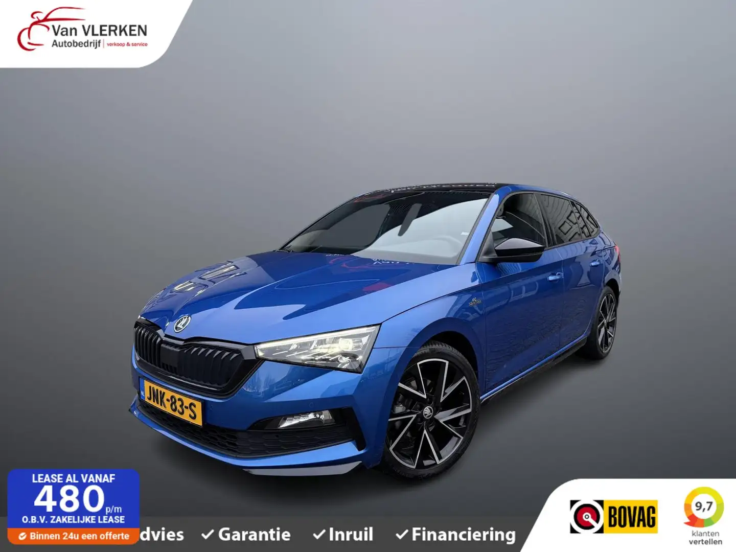 Skoda Scala 1.5 TSI ACT Monte Carlo PANORAMADAK Blauw - 1