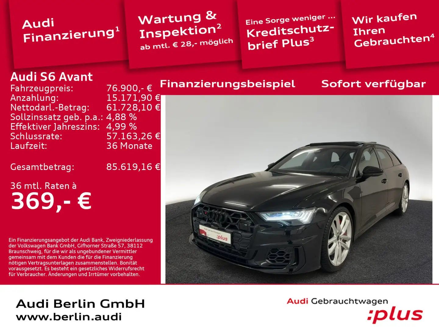 Audi S6 TDI tiptr. STDHZG MATRIX NAVI 360°K HUD Schwarz - 1