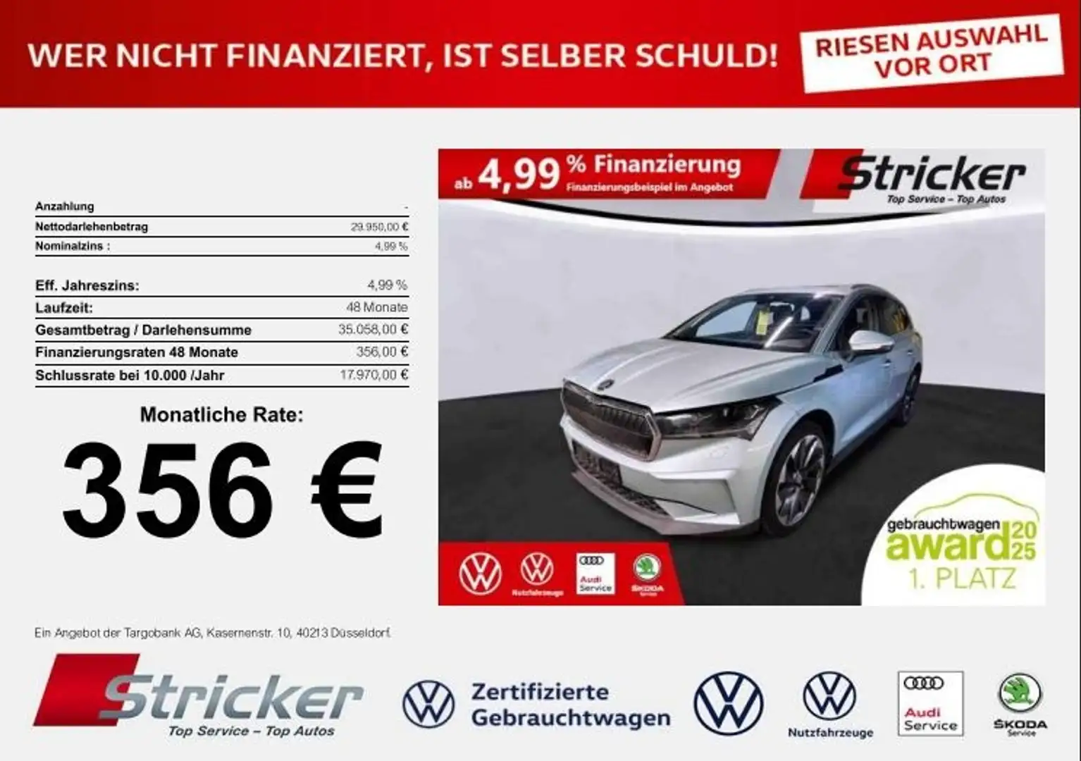 Skoda Enyaq iV80 356,-ohne Anzahlung ACC Pano Wärmepumpe Argintiu - 2