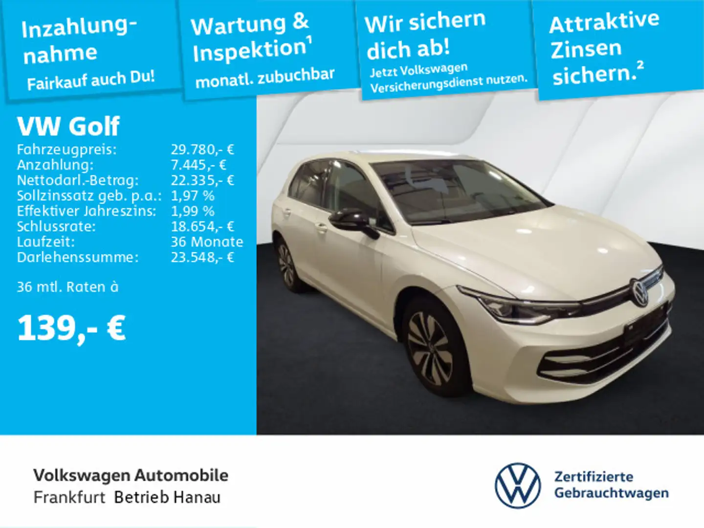 Volkswagen Golf VIII 2.0 TDI DSG Goal Navi AHK Digitaler Ra Blanc - 1