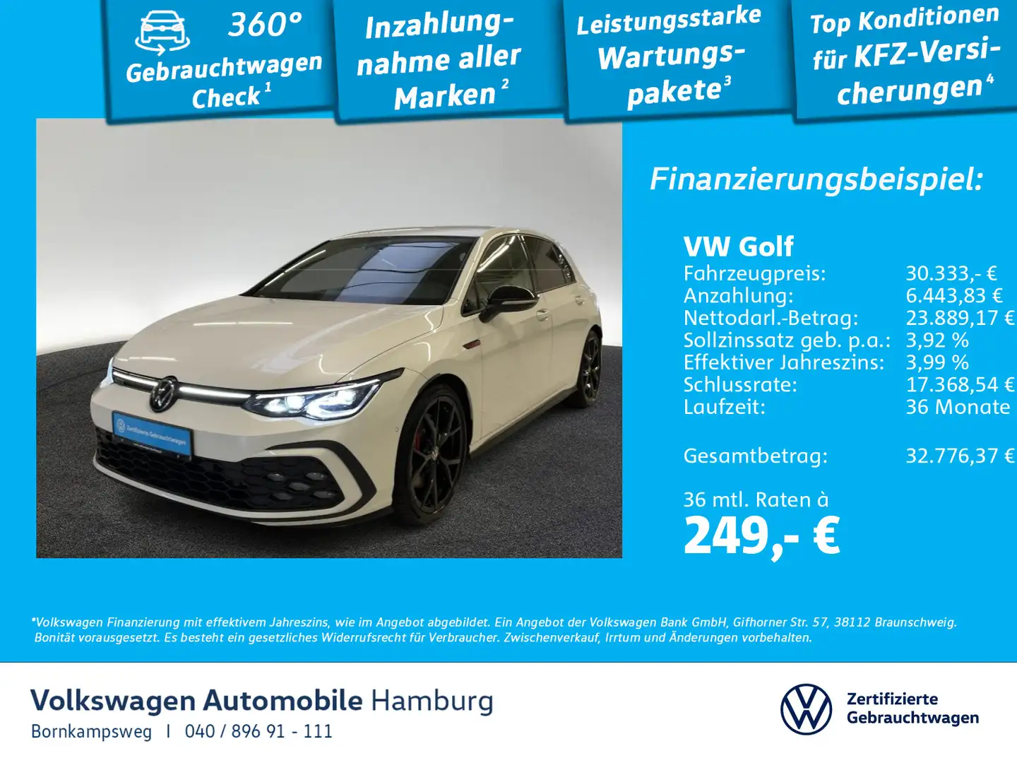 Volkswagen Golf GTI Golf VIII 2.0 TSI GTI DSG Rückfkamera Navi Harma Weiß - 1
