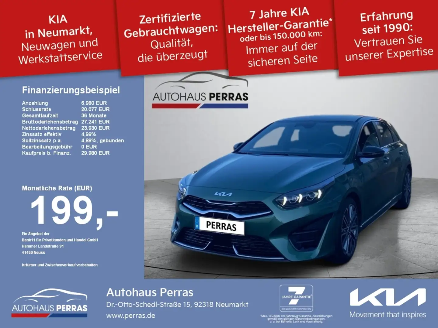 Kia Ceed / cee'd CEED_5 1.5T 140 DCT7 GTL Tech Performance 18Z, App Grün - 1