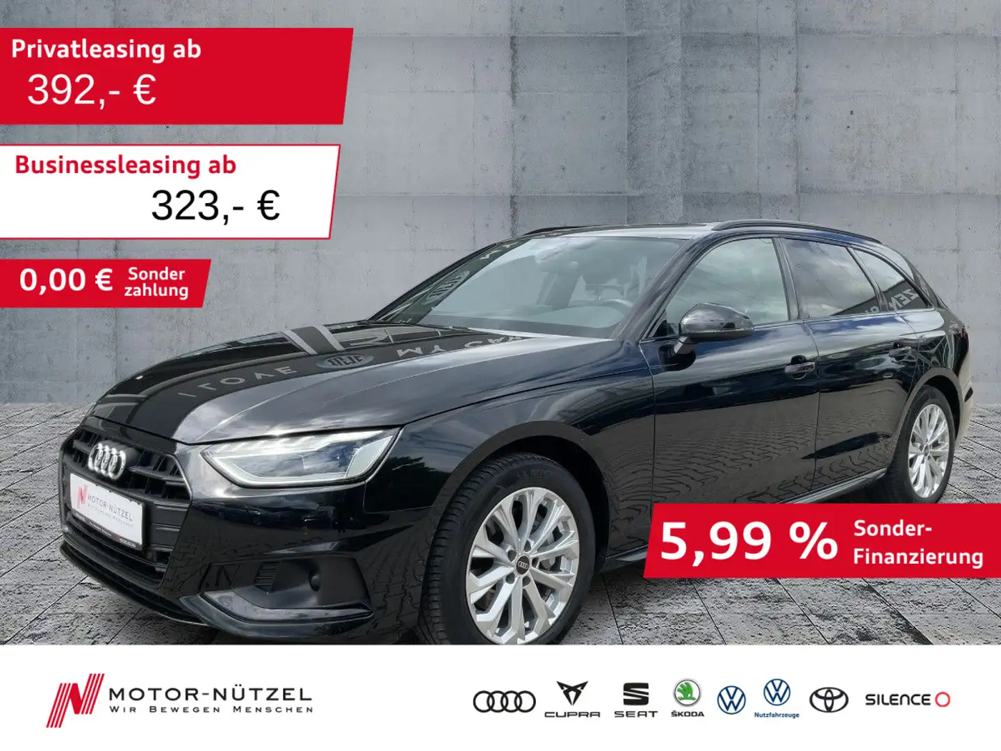 Audi A4 40 TFSI S-TR 5JG+LED+NAVI+PANO+AHK-VORB Schwarz - 1