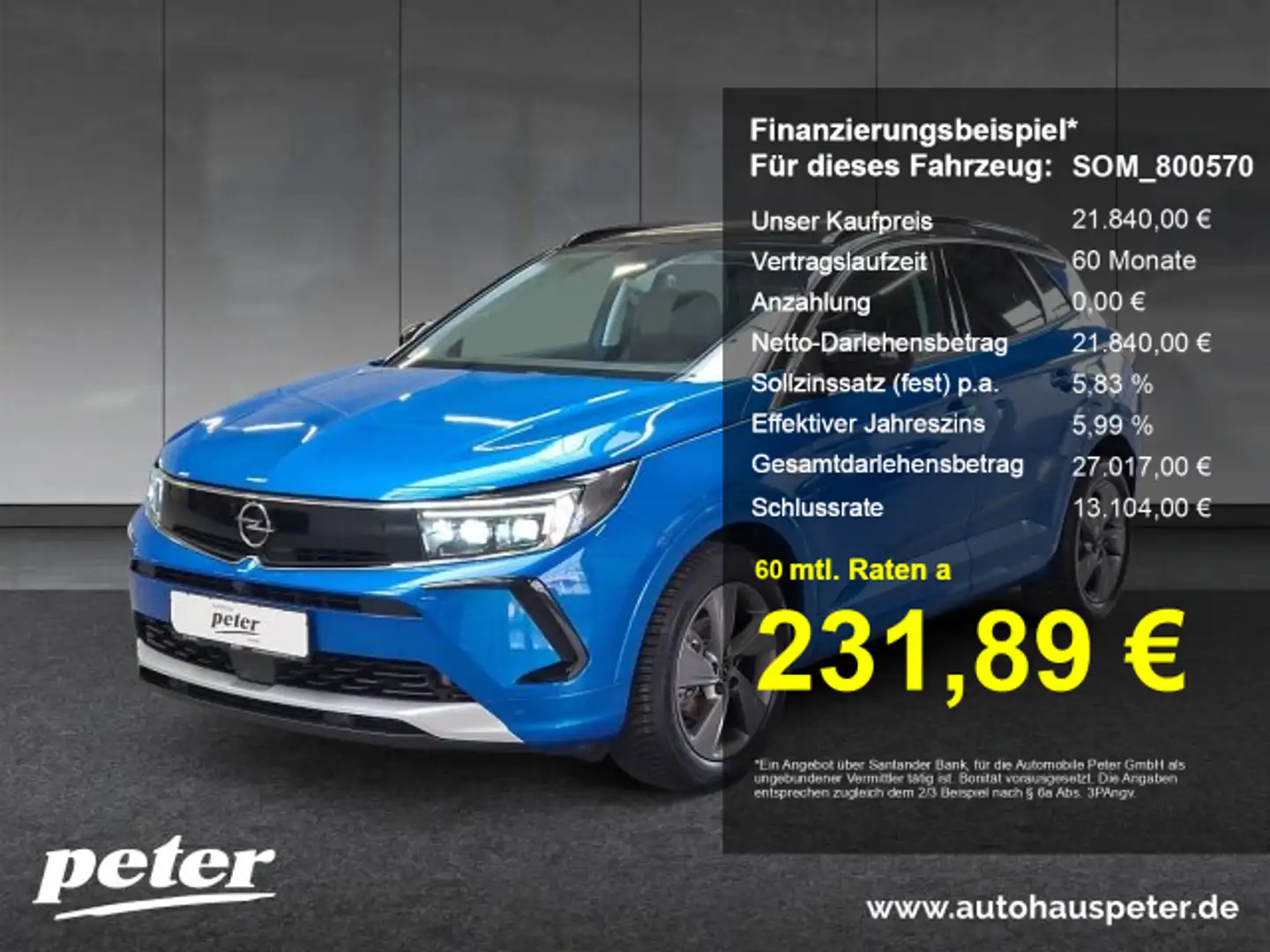 Opel Grandland Grandland 1.2 Turbo Elegance Klimaautomatik Alcantara Allwetter Bleu - 1