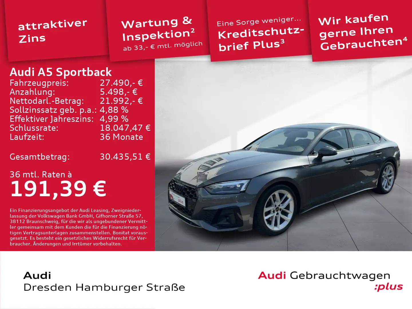 Audi A5 35 TFSI S line AHZV Grau - 1