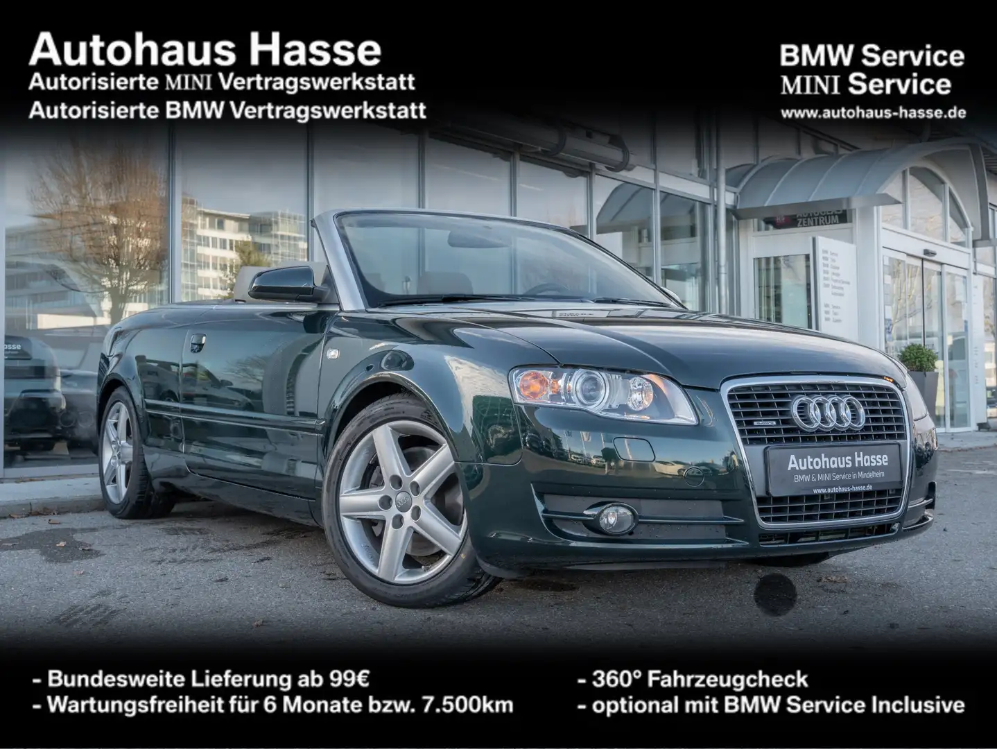 Audi A4 Cabrio 3.2 FSI quattro *Scheckheft Audi* NAPPA ada Grün - 1