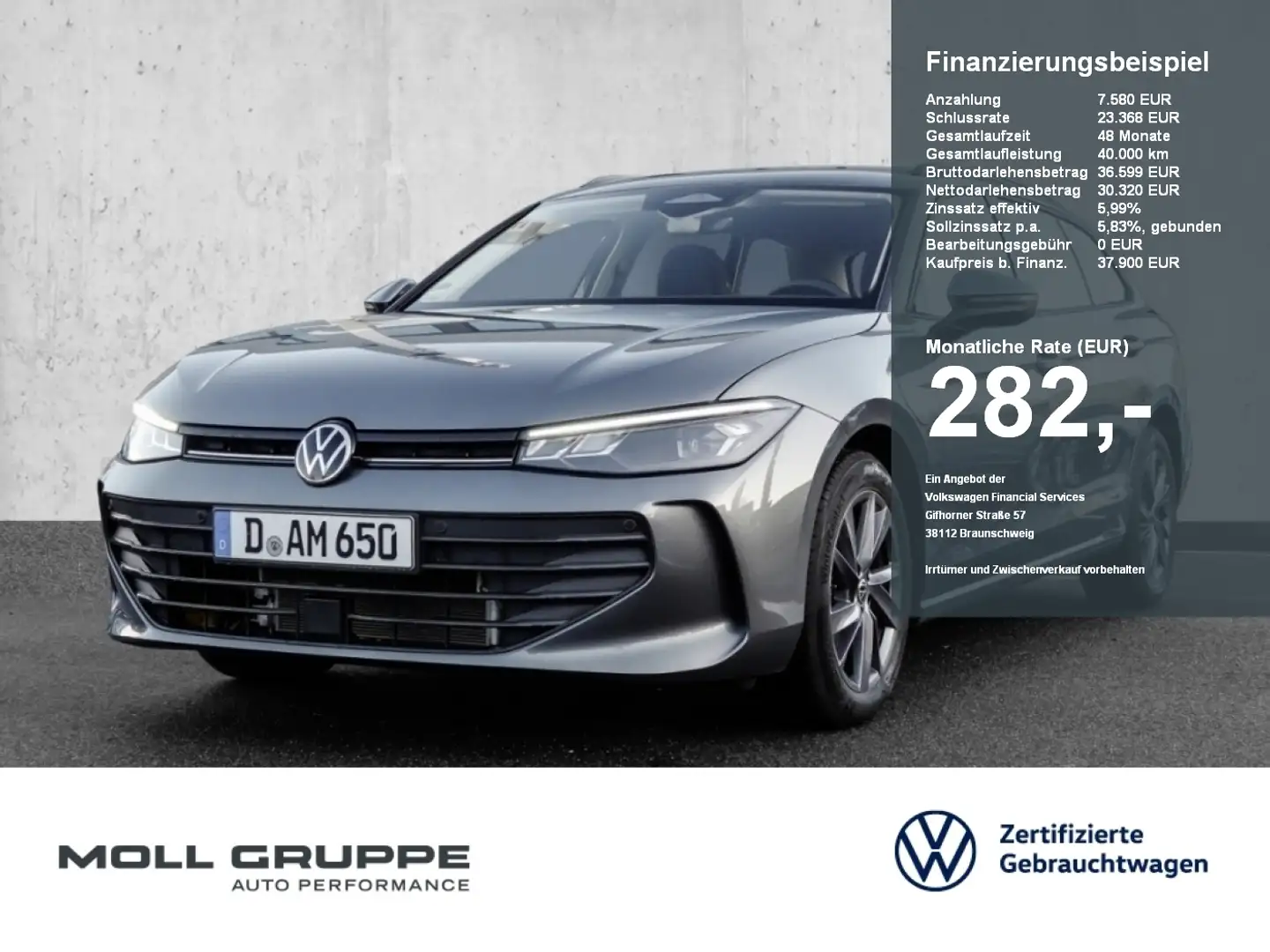 Volkswagen Passat 1.5 eHybrid DSG NAVI PARKASS ACC PDC KAM Grau - 1