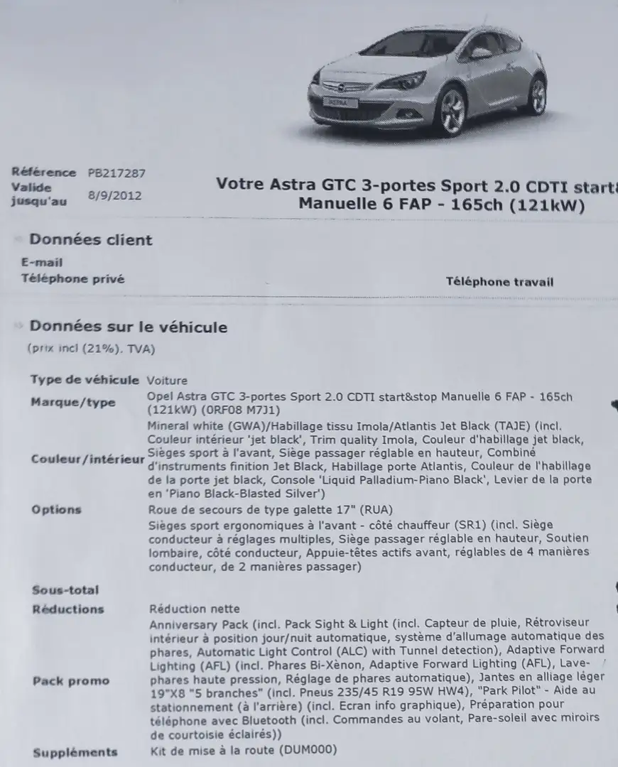 Opel Astra Astra GTC 2.0 CDTi Sport Start Wit - 1