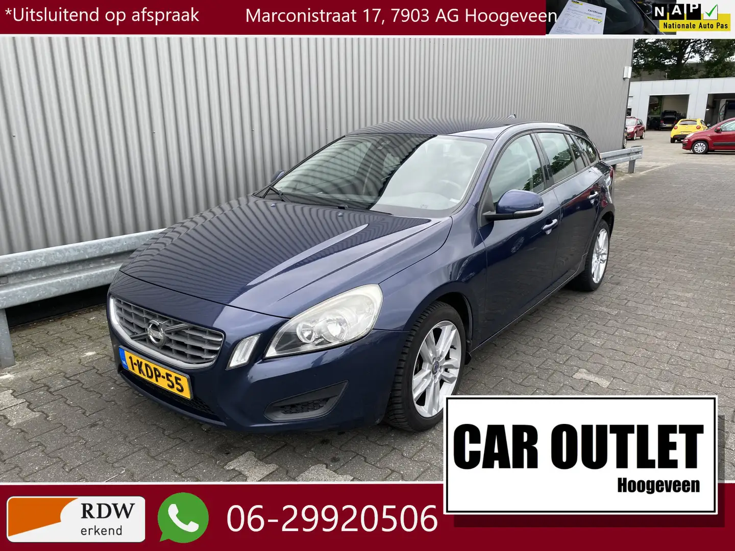 Volvo V60 1.6 D2 Kinetic 2e Eignr, Clima, Navi, CC, PDC, LM, Blauw - 1