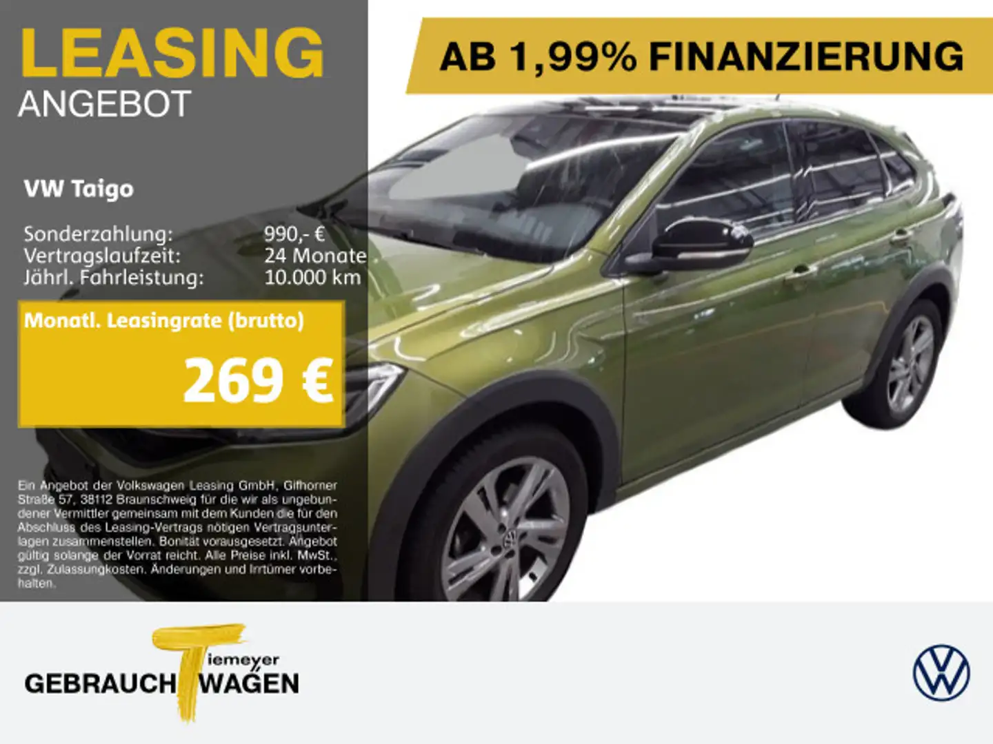 Volkswagen Taigo 1.5 TSI DSG R-LINE PANO IQ.LIGHT BEATS NAV Grün - 1
