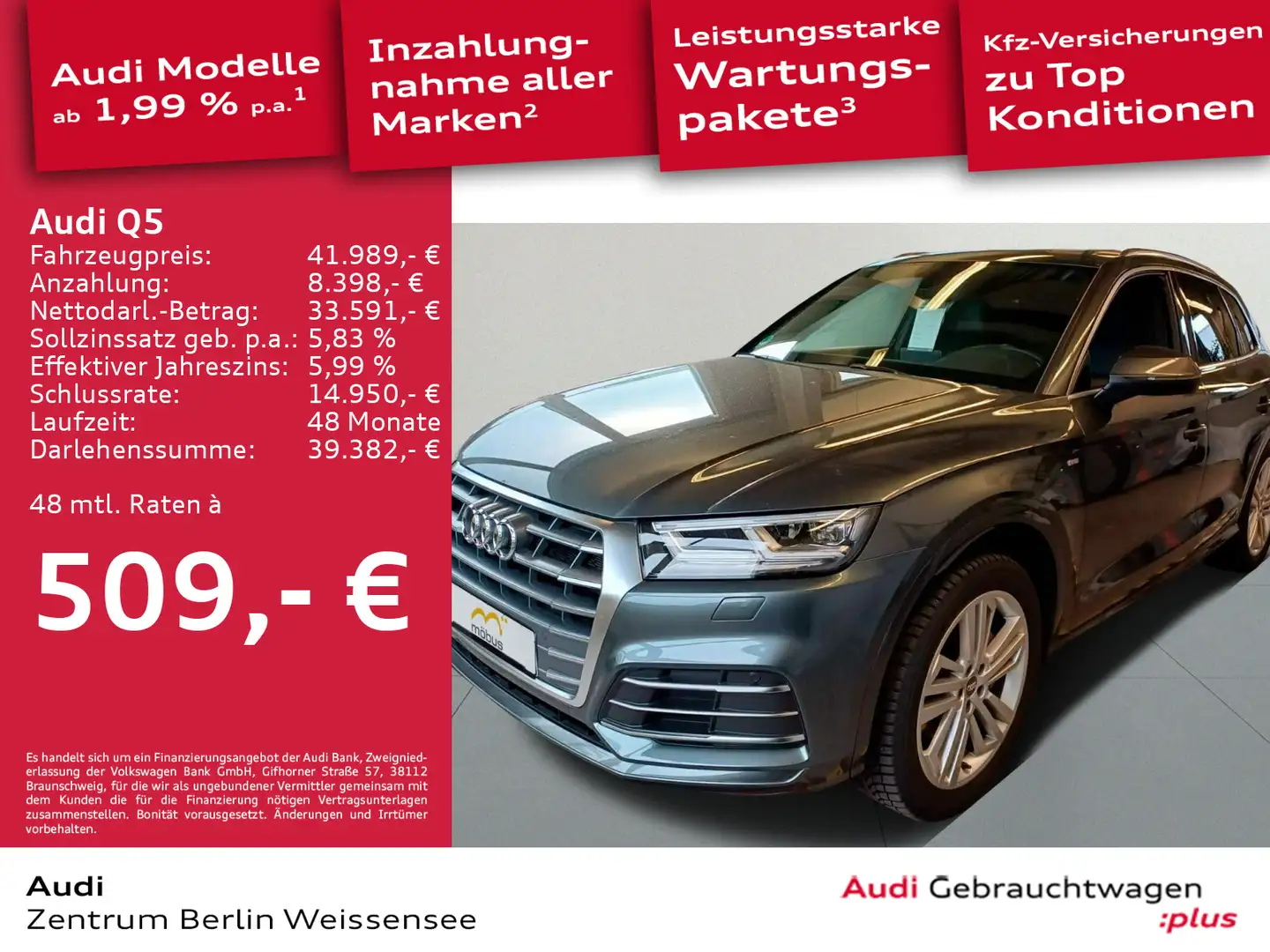 Audi Q5 50 TFSI e S-TRO*QUA*MATRIX*RFK*AHK*PANO*NAVI* Grau - 1