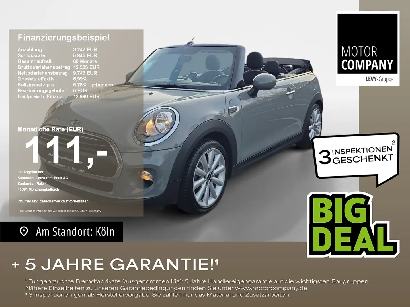 MINI One Cabrio Navi+PDC+SHZ+Klima+Alu+Bluetooth Grau - 1