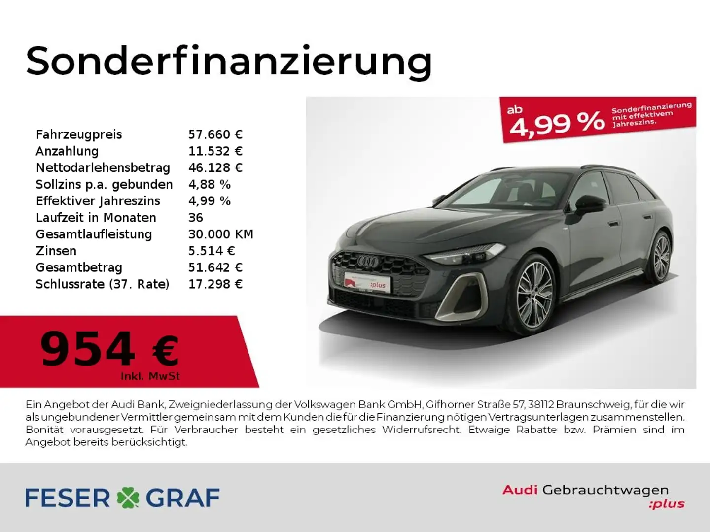 Audi A5 Avant 2.0 TDI quattro edition one S-line ACC / B&O Grau - 1